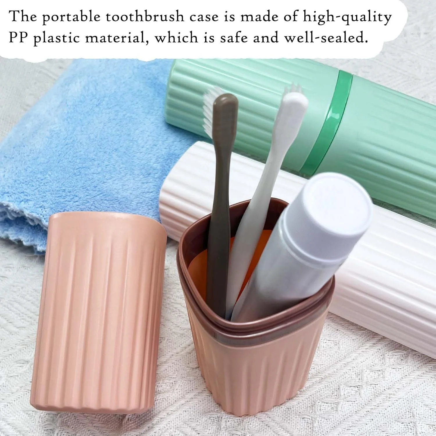 جا مسواکی مسافرتی، جا مسواکی قابل حمل، محفظه مسافرتی مسواک برای مسافرت حمام، کمپینگ، استفاده روزانه مدرسه، محفظه مسواک و خمیر دندان، صورتی
