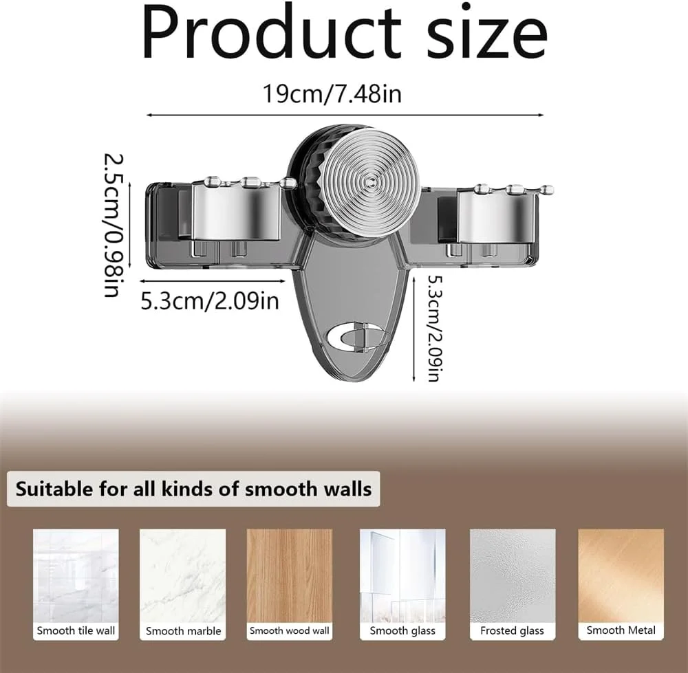 جا مسواکی دیواری، سازمان دهنده با مکش وکیوم بدون نیاز به سوراخکاری، نگهدارنده 4 مسواک و 2 فنجان، مناسب برای نگهداری لوازم حمام روی سطوح صاف، خاکستری جا مسواکی دیواری، سازمان دهنده با مکش وکیوم بدون نیاز به سوراخکاری، نگهدارنده 4 مسواک و 2 فنجان، مناسب برای نگهداری لوازم حمام روی سطوح صاف، خاکستری