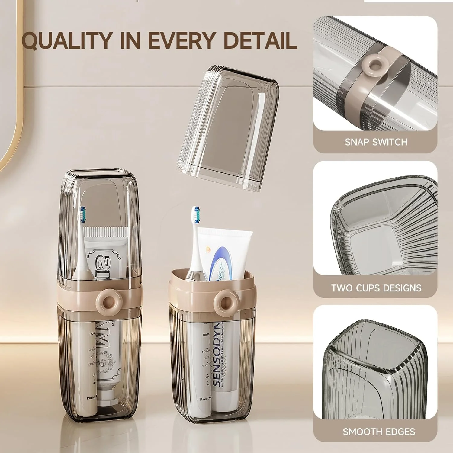 جعبه مسافرتی مسواک، جعبه نگهداری مسواک 2 در 1، جا مسواکی و فنجان شستشو، فنجان مسواک با ظرفیت بزرگ با درب، جا مسواکی مسافرتی قابل حمل برای مسافرت، کمپینگ، سفر جعبه مسافرتی مسواک، جعبه نگهداری مسواک 2 در 1، جا مسواکی و فنجان شستشو، فنجان مسواک با ظرفیت بزرگ با درب، جا مسواکی مسافرتی قابل حمل برای مسافرت، کمپینگ، سفر