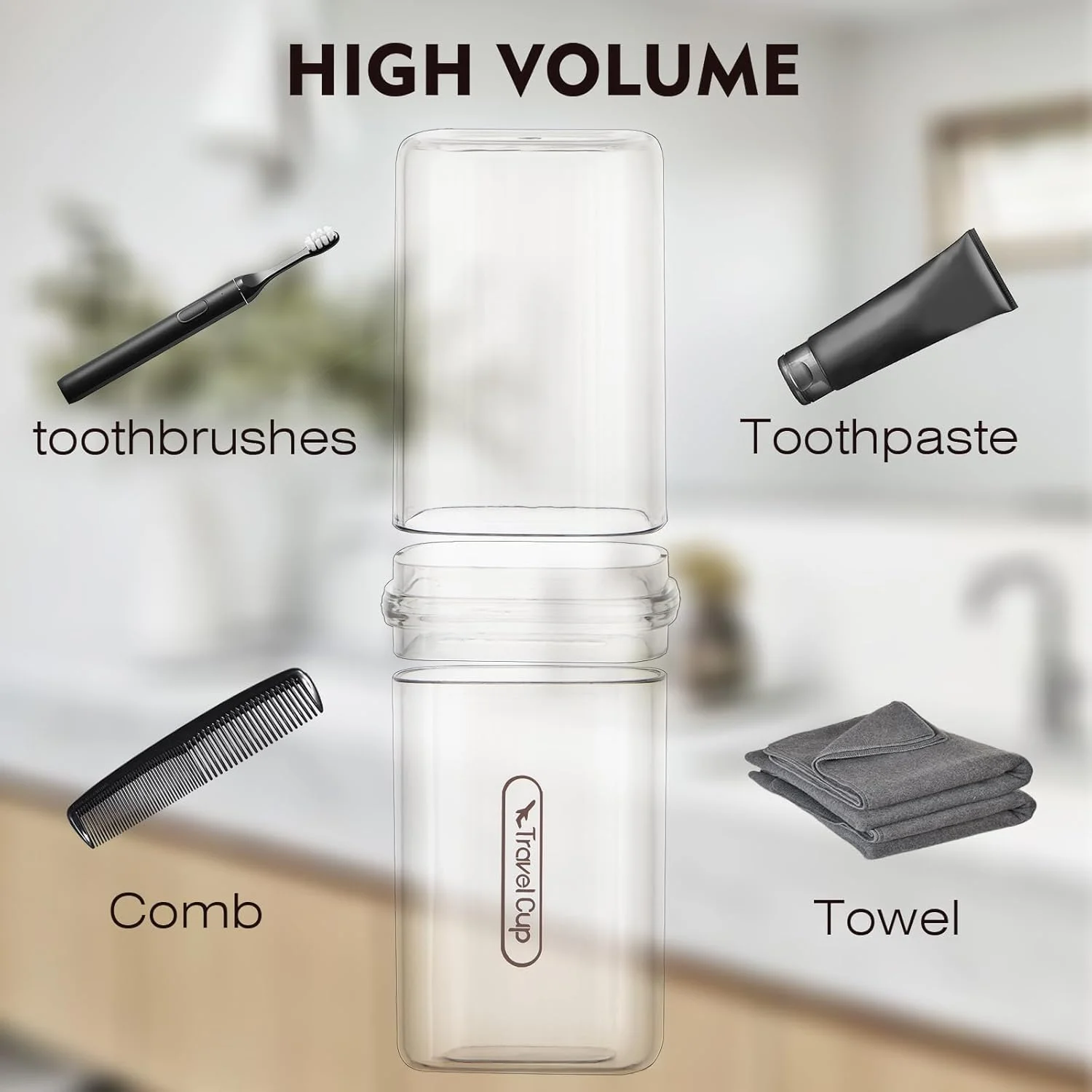 جا مسواکی سفری، جا مسواکی قابل جدا شدن با درپوش، چند منظوره و قابل حمل، مناسب برای مسافرت، کمپینگ، حمام، مدرسه یا استفاده روزانه، شفاف