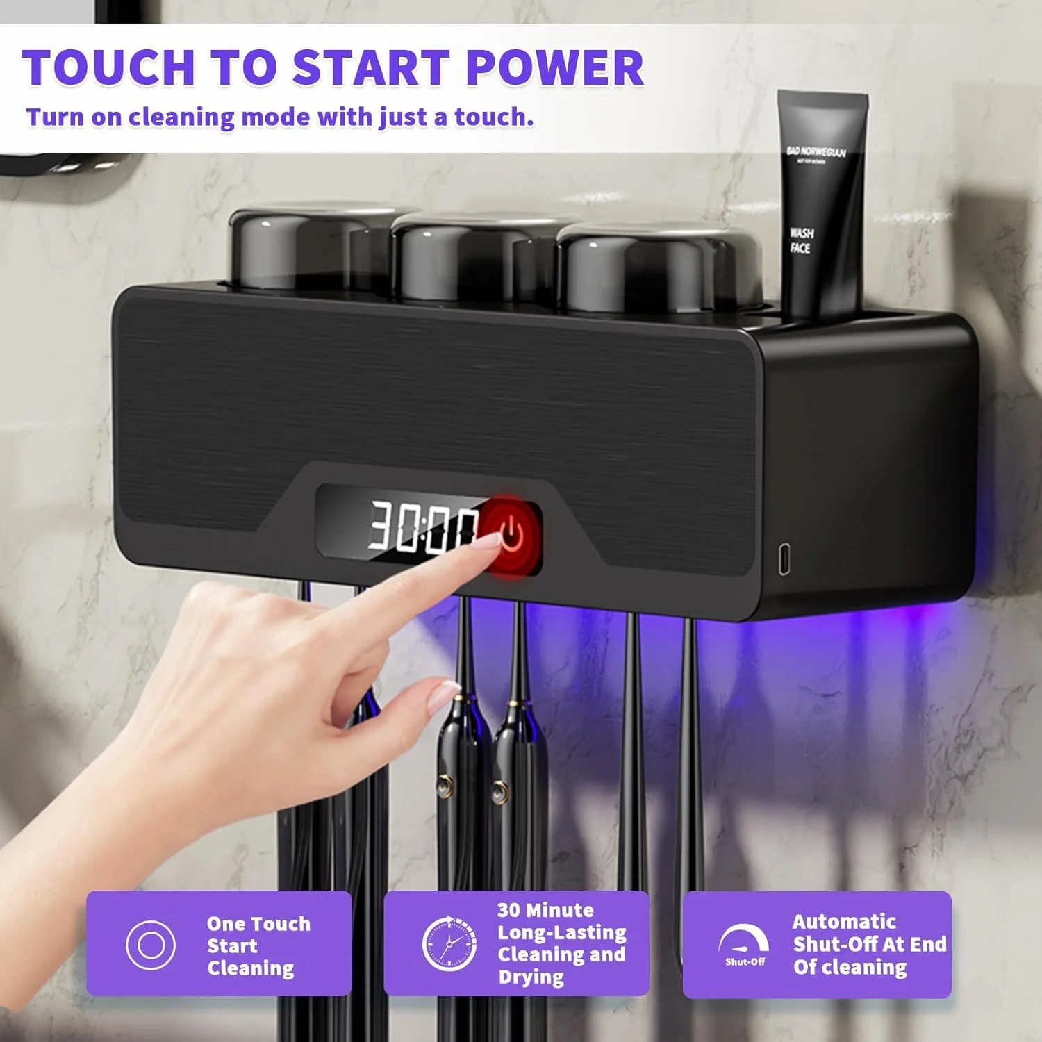 نگهدارنده مسواک چند منظوره KASTWAVE، نگهدارنده مسواک برقی دیواری، با فناوری خشک کردن و تمیز کردن هوشمند با انرژی خورشیدی، سازمان دهنده حمام با 3 فنجان و 6 جای مسواک (خاکستری) نگهدارنده مسواک چند منظوره KASTWAVE، نگهدارنده مسواک برقی دیواری، با فناوری خشک کردن و تمیز کردن هوشمند با انرژی خورشیدی، سازمان دهنده حمام با 3 فنجان و 6 جای مسواک (خاکستری)