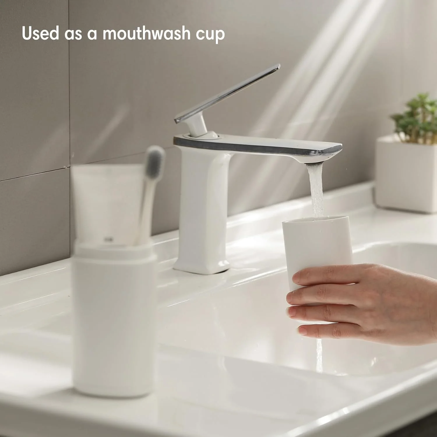 جعبه مسافرتی مسواک KASTWAVE با محفظه خمیردندان و فنجان دهانشویه - محفظه پلاستیکی سخت برای مدرسه، کار و سفر