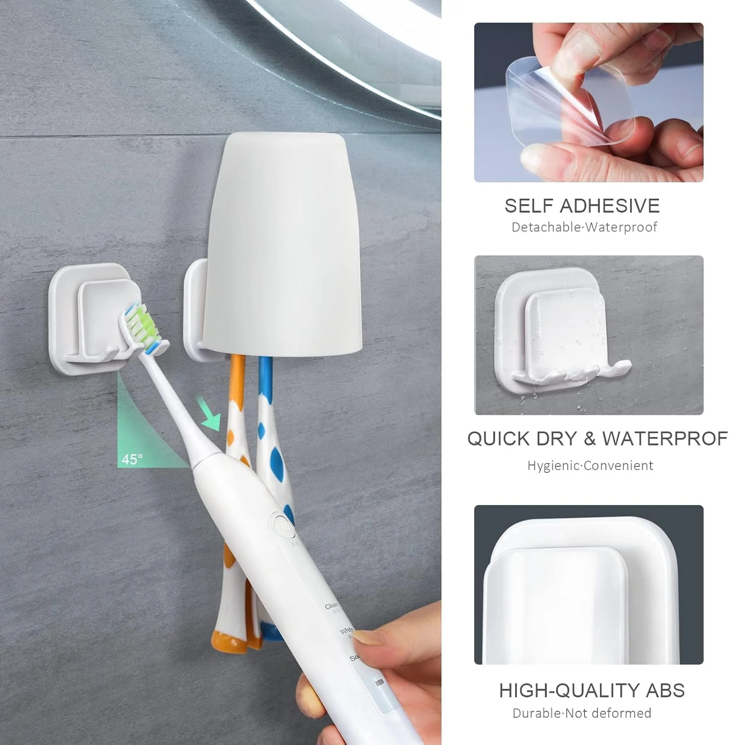 ست نگهدارنده مسواک 6 عددی KASTWAVE، سازمان دهنده نگهدارنده مسواک دیواری خود چسب، نگهدارنده مسواک دیواری برای حمام (به سبک ژاپنی) ست نگهدارنده مسواک 6 عددی KASTWAVE، سازمان دهنده نگهدارنده مسواک دیواری خود چسب، نگهدارنده مسواک دیواری برای حمام (به سبک ژاپنی)