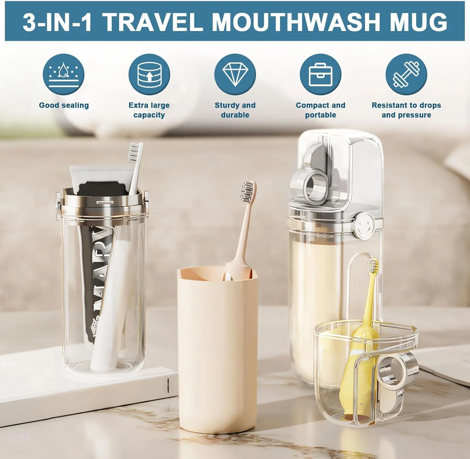 جا مسواکی سفری 3 در 1 قابل حمل با جای خمیر دندان - سبک وزن، ضد آب و محافظ مسواک و محفظه نگهداری برای کمپینگ، مدرسه، سفرهای کاری و سازمان دهنده حمام جا مسواکی سفری 3 در 1 قابل حمل با جای خمیر دندان - سبک وزن، ضد آب و محافظ مسواک و محفظه نگهداری برای کمپینگ، مدرسه، سفرهای کاری و سازمان دهنده حمام