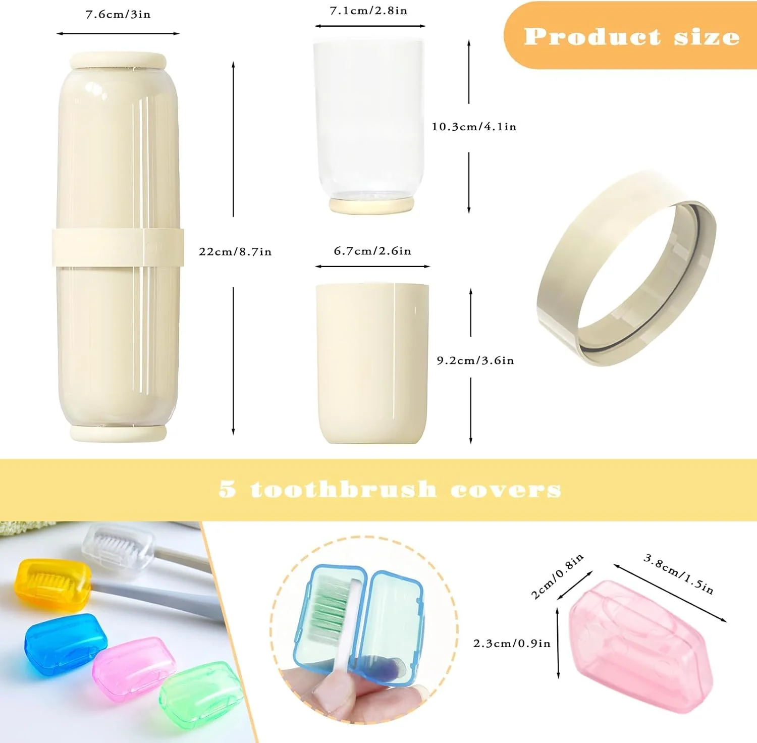 جا مسواکی سفری با ۴ فنجان و ۵ پوشش مسواک، جا مسواکی خانوادگی برای مسافرت با سوراخ های تهویه، جا مسواکی برای نگهداری خمیر دندان و حوله (زرد) جا مسواکی سفری با ۴ فنجان و ۵ پوشش مسواک، جا مسواکی خانوادگی برای مسافرت با سوراخ های تهویه، جا مسواکی برای نگهداری خمیر دندان و حوله (زرد)