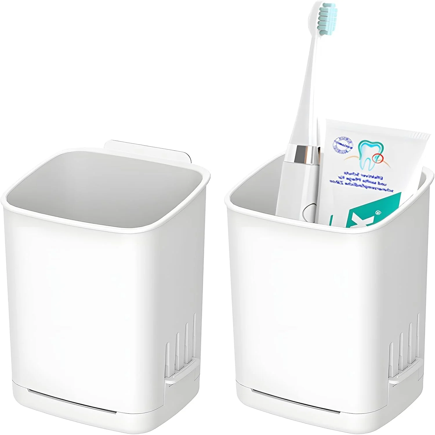 نگهدارنده مسواک دیواری، بسته 2 عددی، نگهدارنده دیواری مسواک خود چسب برای مسواک برقی، خمیر دندان، تیغ، لوازم حمام (سفید) نگهدارنده مسواک دیواری، بسته 2 عددی، نگهدارنده دیواری مسواک خود چسب برای مسواک برقی، خمیر دندان، تیغ، لوازم حمام (سفید)