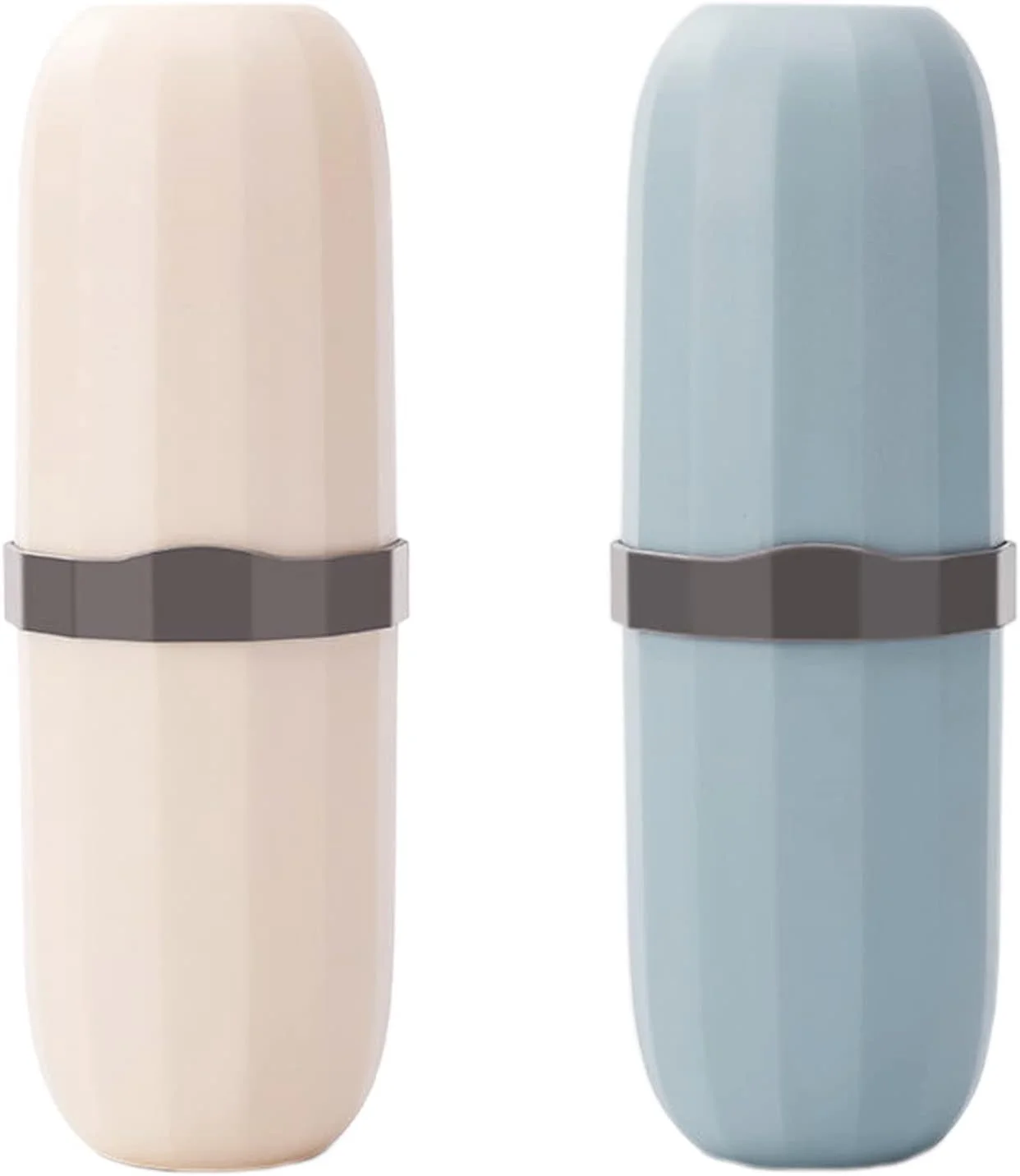 جا مسواکی KASTWAVE، بسته 2 عددی جا مسواکی مسافرتی، جا مسواکی قابل حمل برای مسافرت، کمپینگ، سفر کاری و مدرسه، ست چند منظوره مسواک و خمیر دندان پلاستیکی با دو رنگ