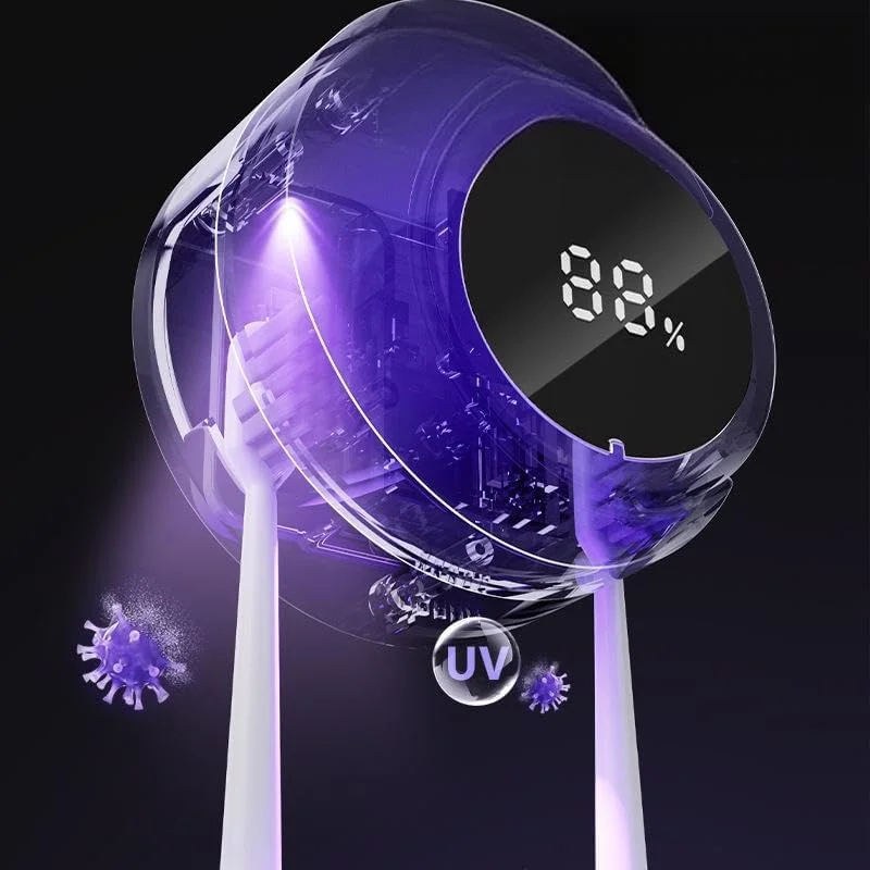 نگهدارنده هوشمند مسواک LED با استریل کننده خودکار UV، تمیز کننده مسواک دیواری بدون دست برای حمام و مسافرت، ضد آب و ضد باکتری (سفید) نگهدارنده هوشمند مسواک LED با استریل کننده خودکار UV، تمیز کننده مسواک دیواری بدون دست برای حمام و مسافرت، ضد آب و ضد باکتری (سفید)