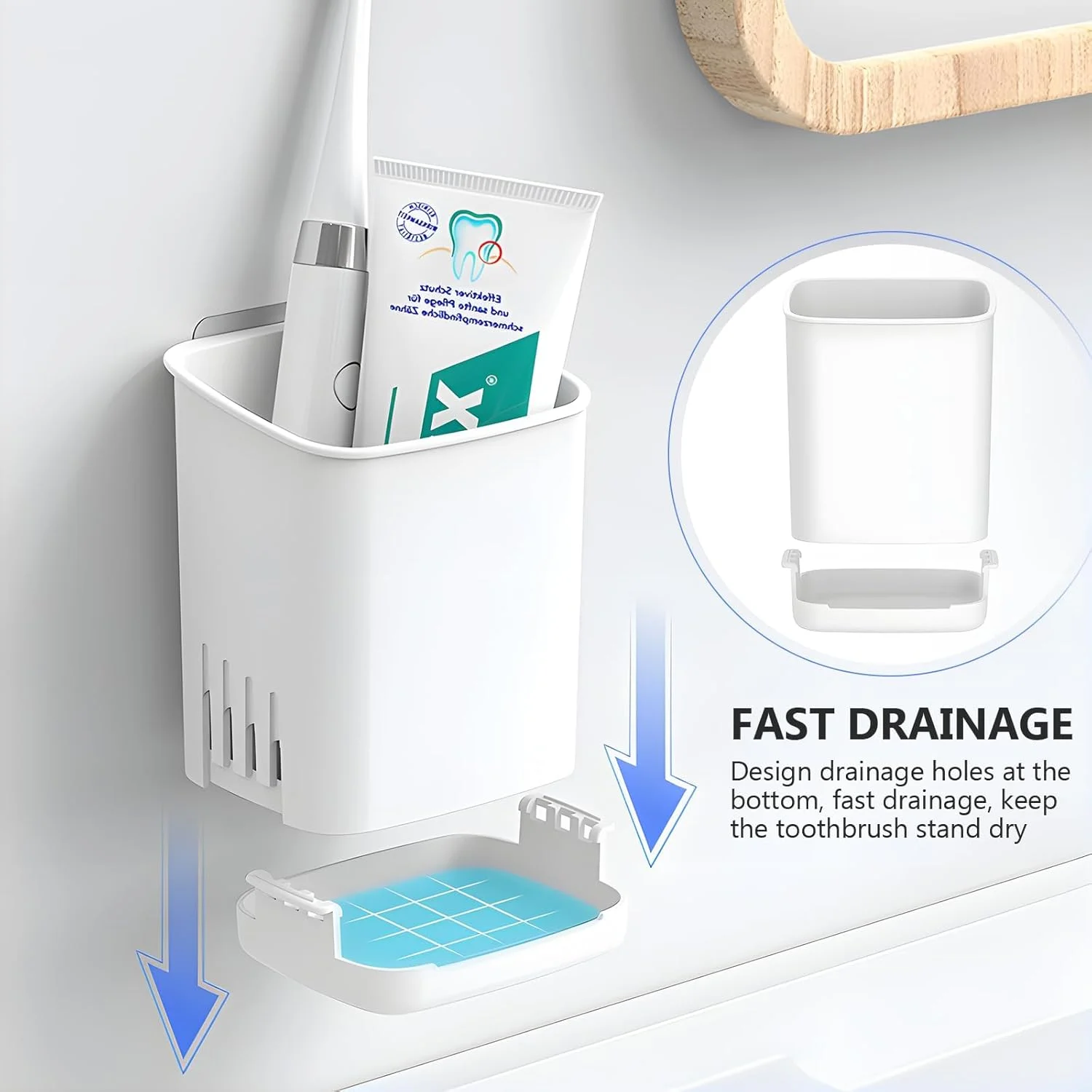 نگهدارنده مسواک دیواری، بسته 2 عددی، نگهدارنده دیواری مسواک خود چسب برای مسواک برقی، خمیر دندان، تیغ، لوازم حمام (سفید) نگهدارنده مسواک دیواری، بسته 2 عددی، نگهدارنده دیواری مسواک خود چسب برای مسواک برقی، خمیر دندان، تیغ، لوازم حمام (سفید)