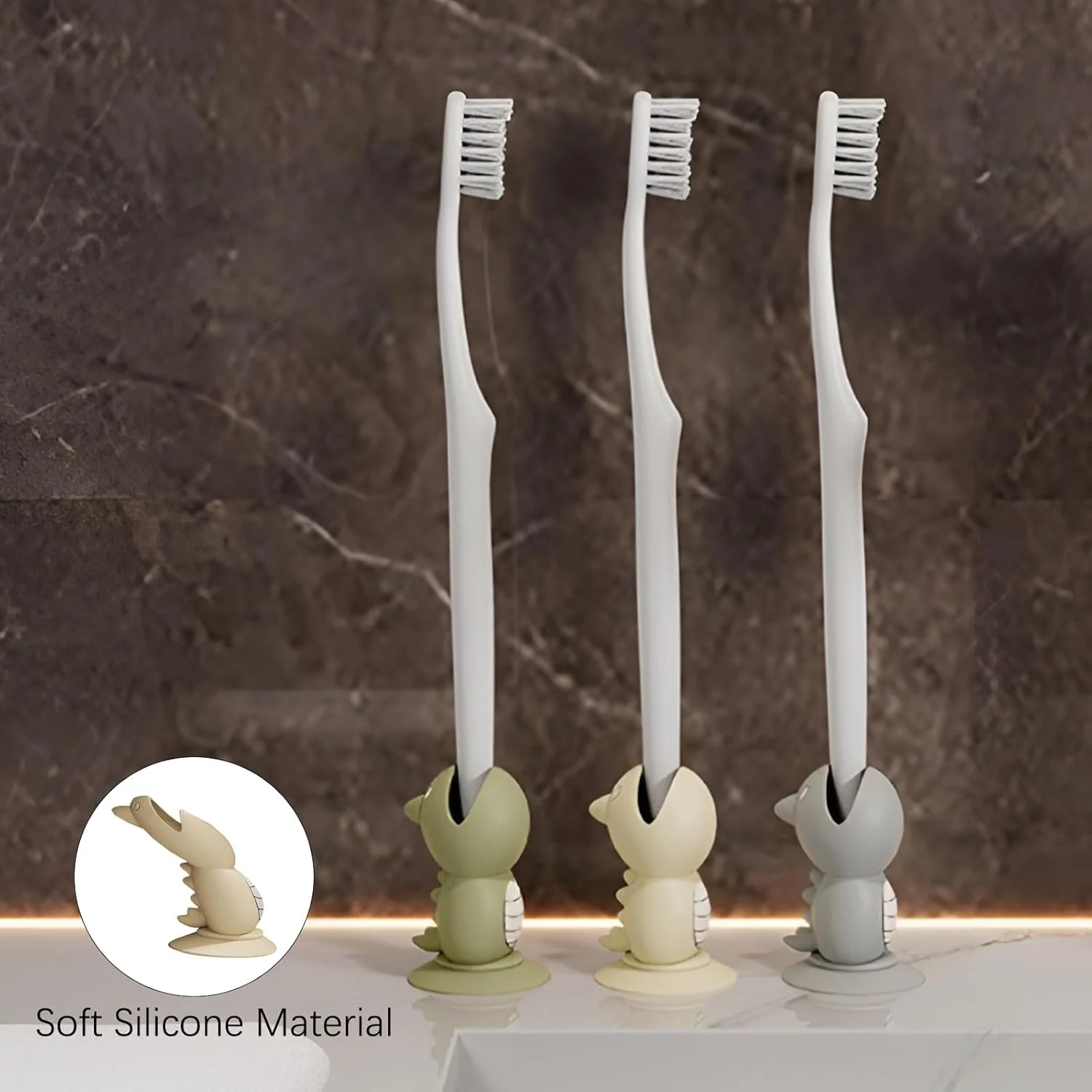 کاور سر مسواک کارتونی KASTWAVE، طرح دایناسور، بسته 3 عددی، کاور محافظ مسواک فانتزی کودکانه، مناسب مسواک برقی و معمولی، مناسب سفر