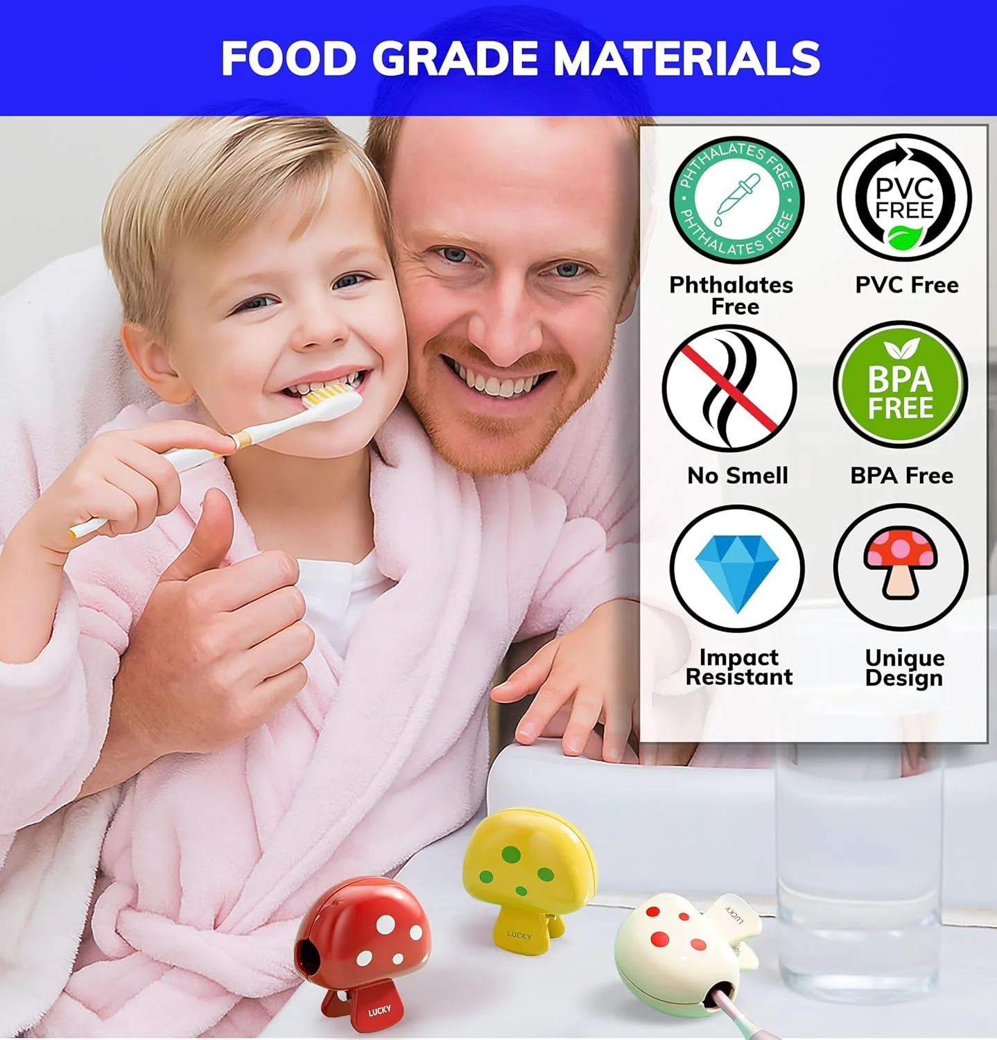 کاور سر مسواک قارچی کارتونی KASTWAVE، بسته 3 عددی، کاورهای سر مسواک بامزه و جذاب برای کودکان، کاور سر مسواک قابل حمل برای کمپینگ، خانه، مدرسه، مسافرت، لوازم ضروری سفر (3 رنگ)