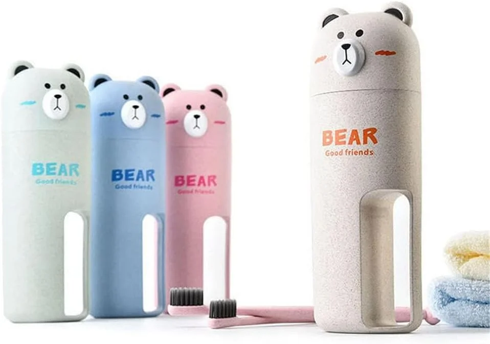 جا مسواکی و ست مسواک مسافرتی KASTWAVE، جا لیوانی شستشوی تجاری قابل حمل خرس، جعبه نگهداری مسواک بسیار مناسب برای پسران دختران مسافرت کمپینگ یا استفاده روزانه (سبز) جا مسواکی و ست مسواک مسافرتی KASTWAVE، جا لیوانی شستشوی تجاری قابل حمل خرس، جعبه نگهداری مسواک بسیار مناسب برای پسران دختران مسافرت کمپینگ یا استفاده روزانه (سبز)