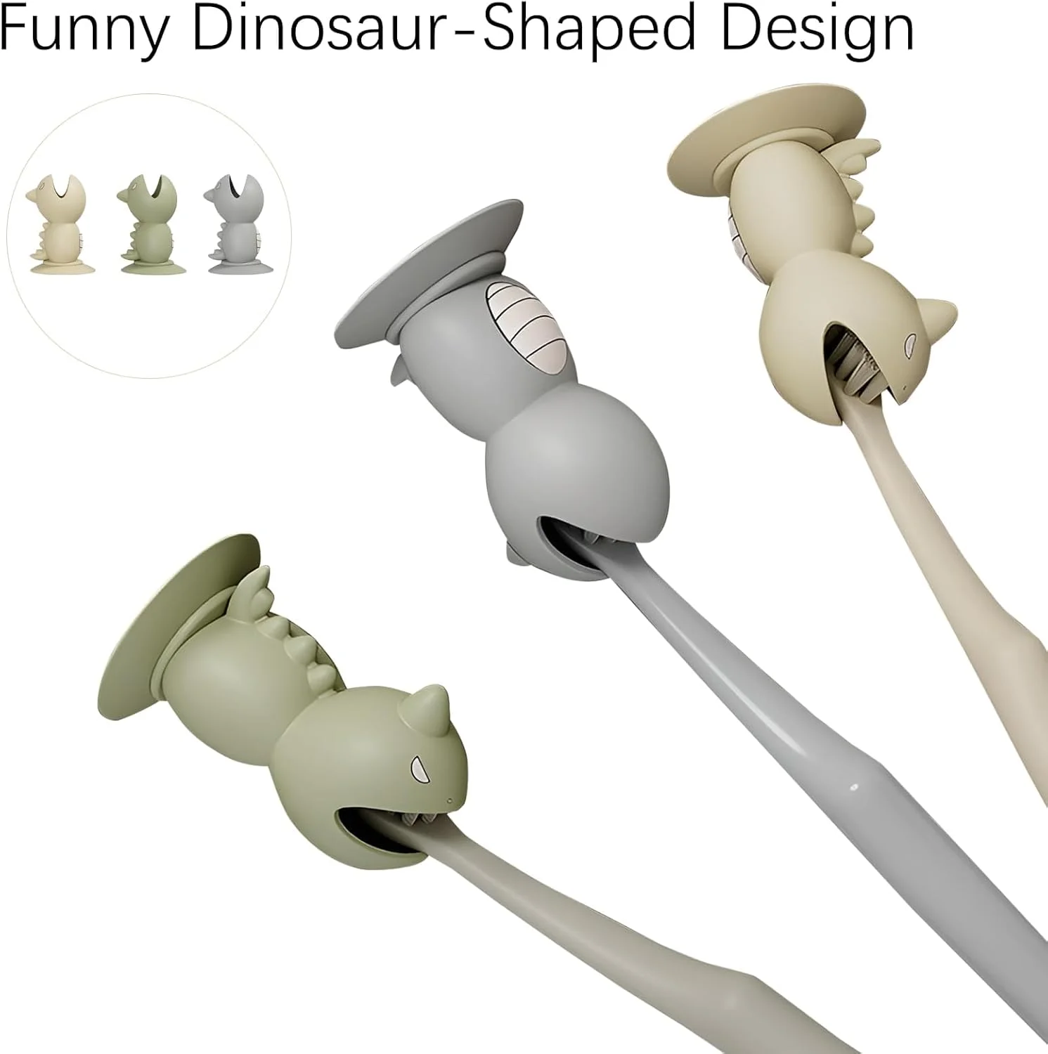 کاور سر مسواک کارتونی KASTWAVE، طرح دایناسور، بسته 3 عددی، کاور محافظ مسواک فانتزی کودکانه، مناسب مسواک برقی و معمولی، مناسب سفر