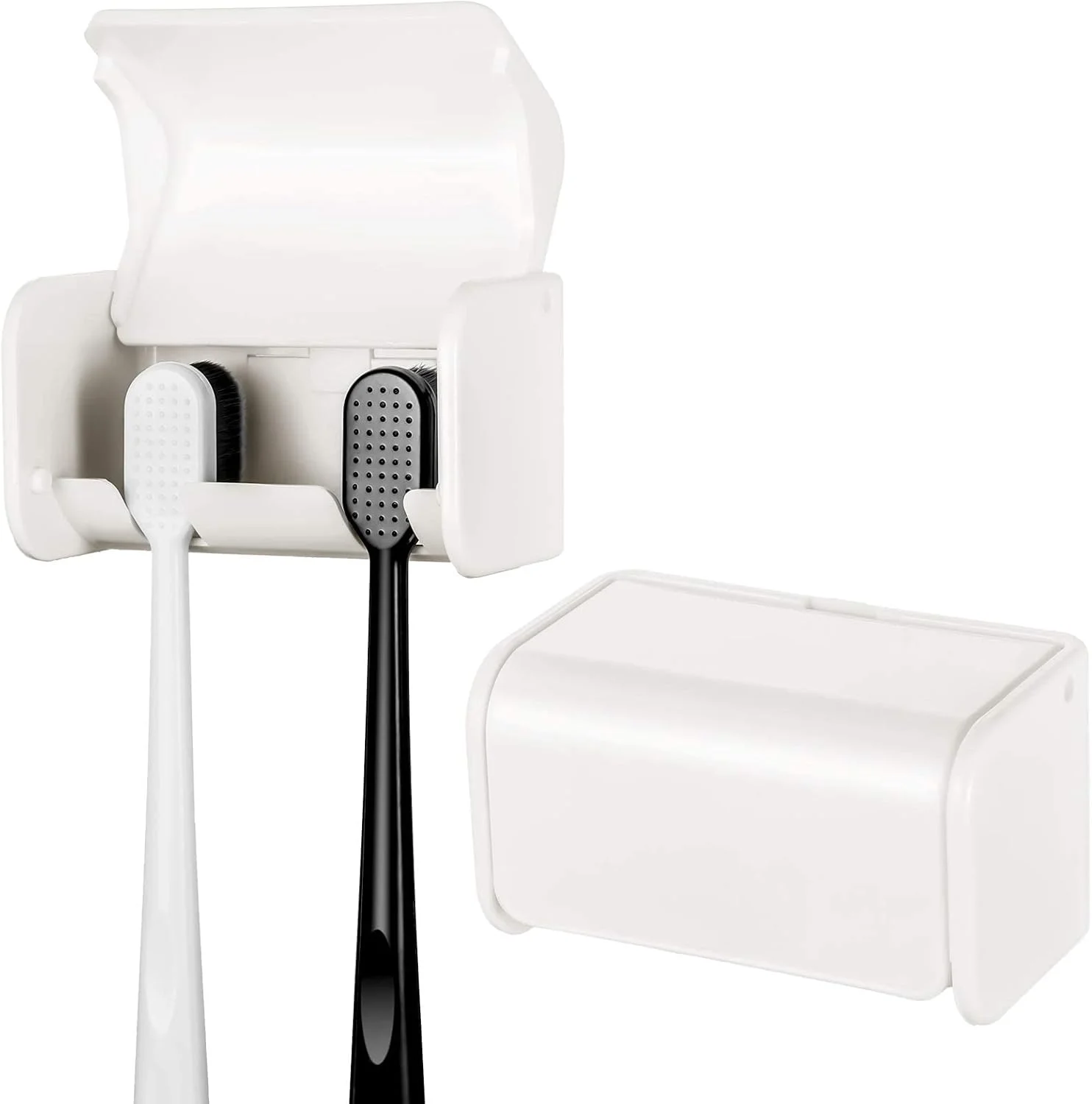 نگهدارنده مسواک KASTWAVE دیواری با پوشش برای حمام، 2 عدد نگهدارنده مسواک خود چسب برای حمام خوابگاه و دوش، ظرفیت 4 مسواک