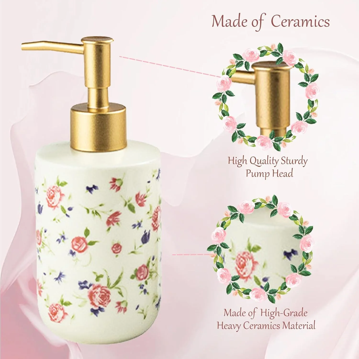 ست لوازم جانبی حمام KASTWAVE، 3 تکه لوازم جانبی حمام سرامیکی سفید رز، جا مایع صابون، جا صابونی و جا مسواکی، طرح های زیبا و منحصر به فرد قدیمی، هدیه برای مادر، همسر، دختر ست لوازم جانبی حمام KASTWAVE، 3 تکه لوازم جانبی حمام سرامیکی سفید رز، جا مایع صابون، جا صابونی و جا مسواکی، طرح های زیبا و منحصر به فرد قدیمی، هدیه برای مادر، همسر، دختر