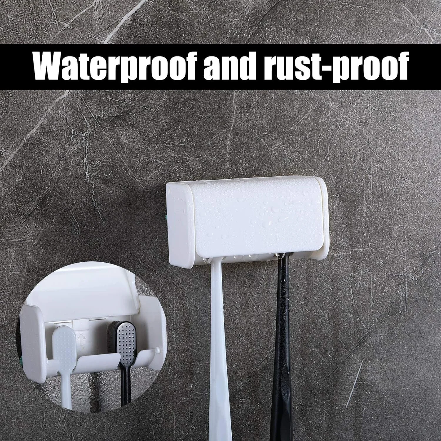 نگهدارنده مسواک KASTWAVE دیواری با پوشش برای حمام، 2 عدد نگهدارنده مسواک خود چسب برای حمام خوابگاه و دوش، ظرفیت 4 مسواک