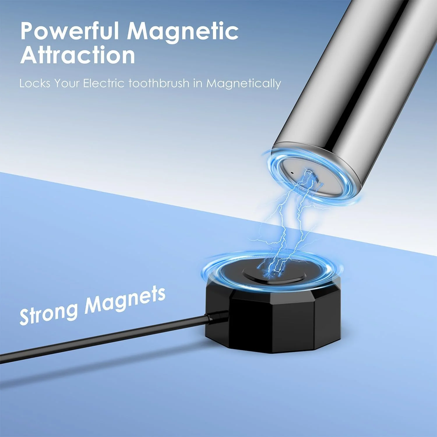 پایه شارژر مغناطیسی مسواک برقی KASTWAVE برای لایفن، کابل شارژ USB با طول 1 متر، پایه داک شارژ جایگزین، سازگار فقط با مسواک های لایفن، مشکی