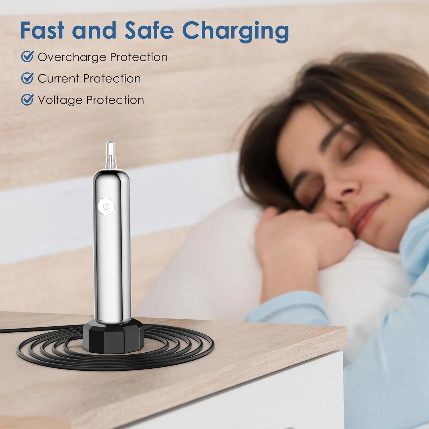 پایه شارژر مغناطیسی مسواک برقی KASTWAVE برای لایفن، کابل شارژ USB با طول 1 متر، پایه داک شارژ جایگزین، سازگار فقط با مسواک های لایفن، مشکی