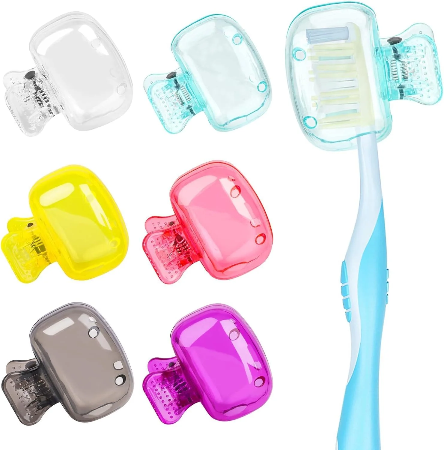 پک 6 عددی روکش مسواک قابل حمل، محافظ مسواک مسافرتی بدون BPA برای کودکان، محافظ های بهداشتی برس قابل استفاده مجدد، جعبه های گیره ای سبک وزن برای خانه، حمام و مسافرت پک 6 عددی روکش مسواک قابل حمل، محافظ مسواک مسافرتی بدون BPA برای کودکان، محافظ های بهداشتی برس قابل استفاده مجدد، جعبه های گیره ای سبک وزن برای خانه، حمام و مسافرت