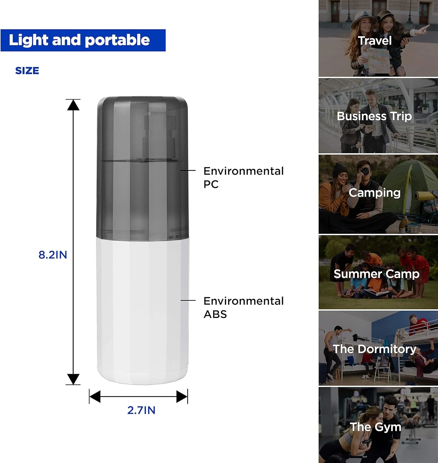 جا مسواکی سفری 6 در 1 قابل حمل با پوشش، نگهدارنده، کیت، لوازم جانبی و ظروف
