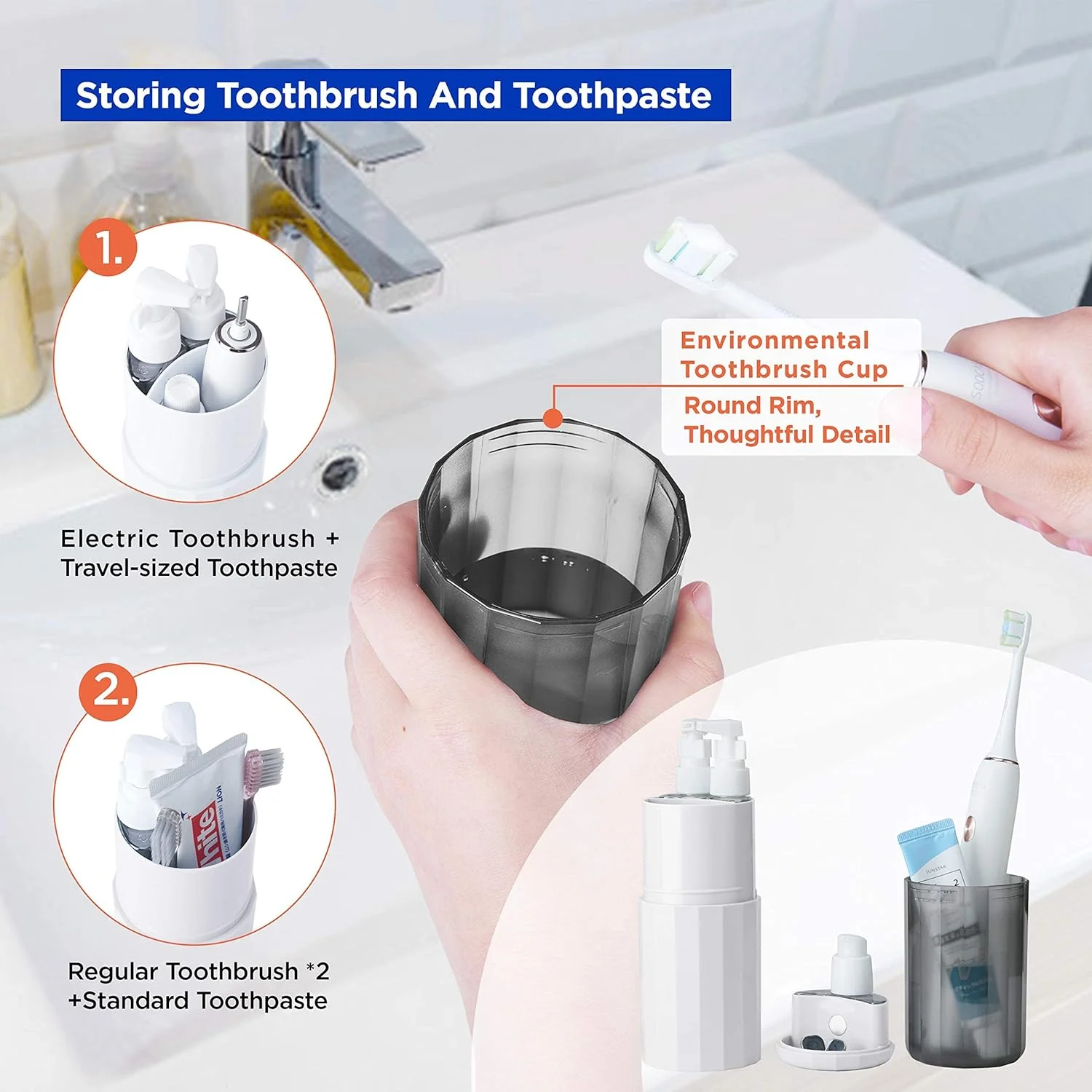 جا مسواکی سفری 6 در 1 قابل حمل با پوشش، نگهدارنده، کیت، لوازم جانبی و ظروف