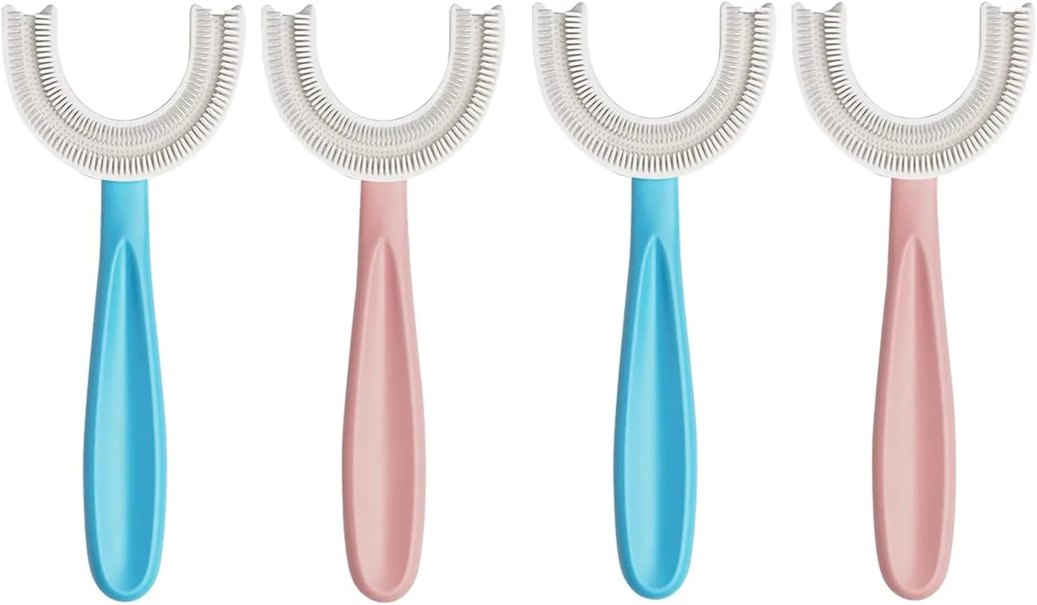 مسواک بچگانه KASTWAVE، مسواک U شکل برای کودکان، 4 عدد سری برس سیلیکونی نرم با گرید غذایی، طراحی تمیز کننده 360 درجه دهان و دندان برای کودکان نوپا و کودکان