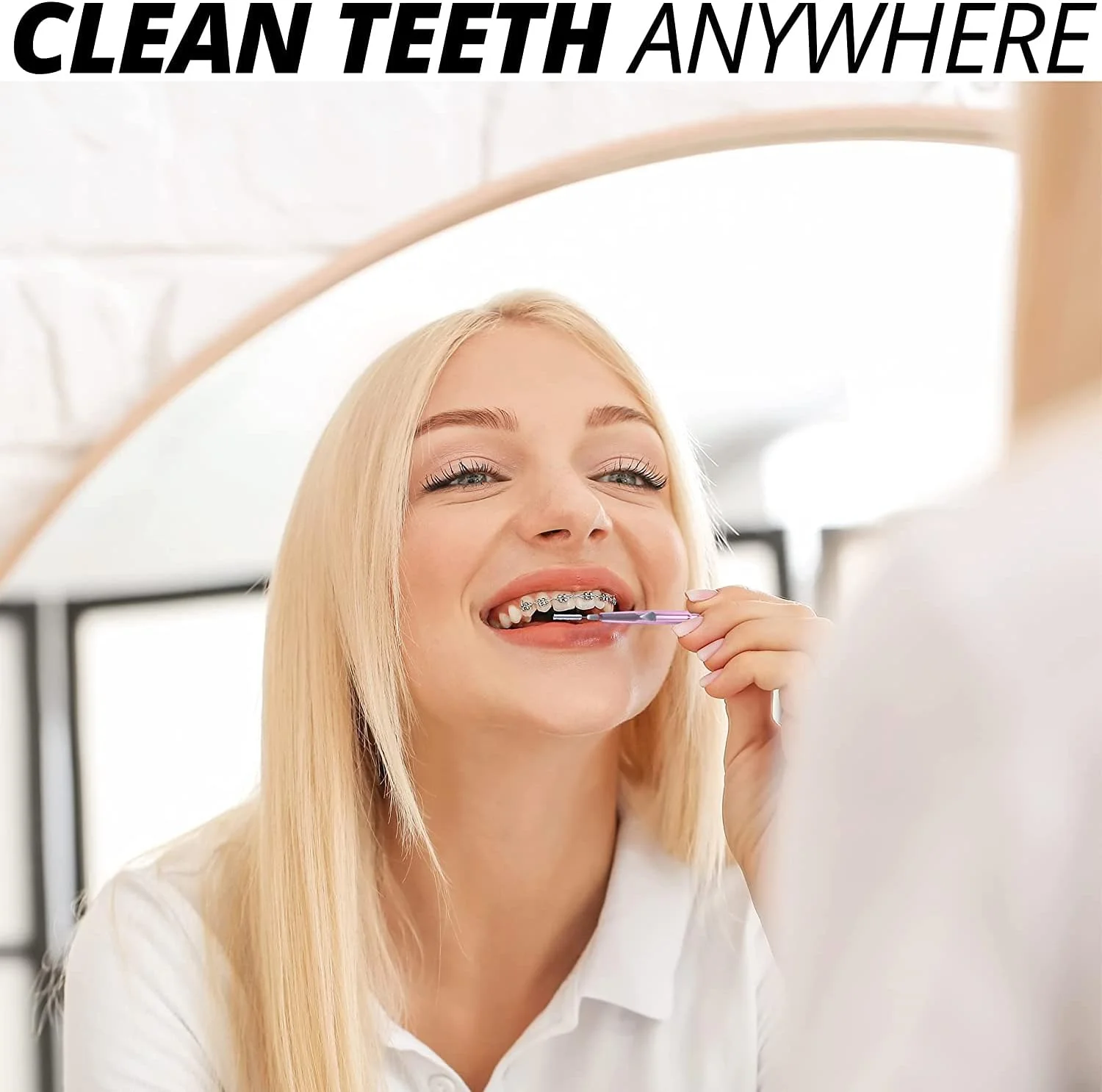 برس های بین دندانی نرم و نخ دندان KASTWAVE - قطر 1/16 اینچ برای تمیز کردن عمیق دهان، خلال دندان جمع شونده، 60 عدد