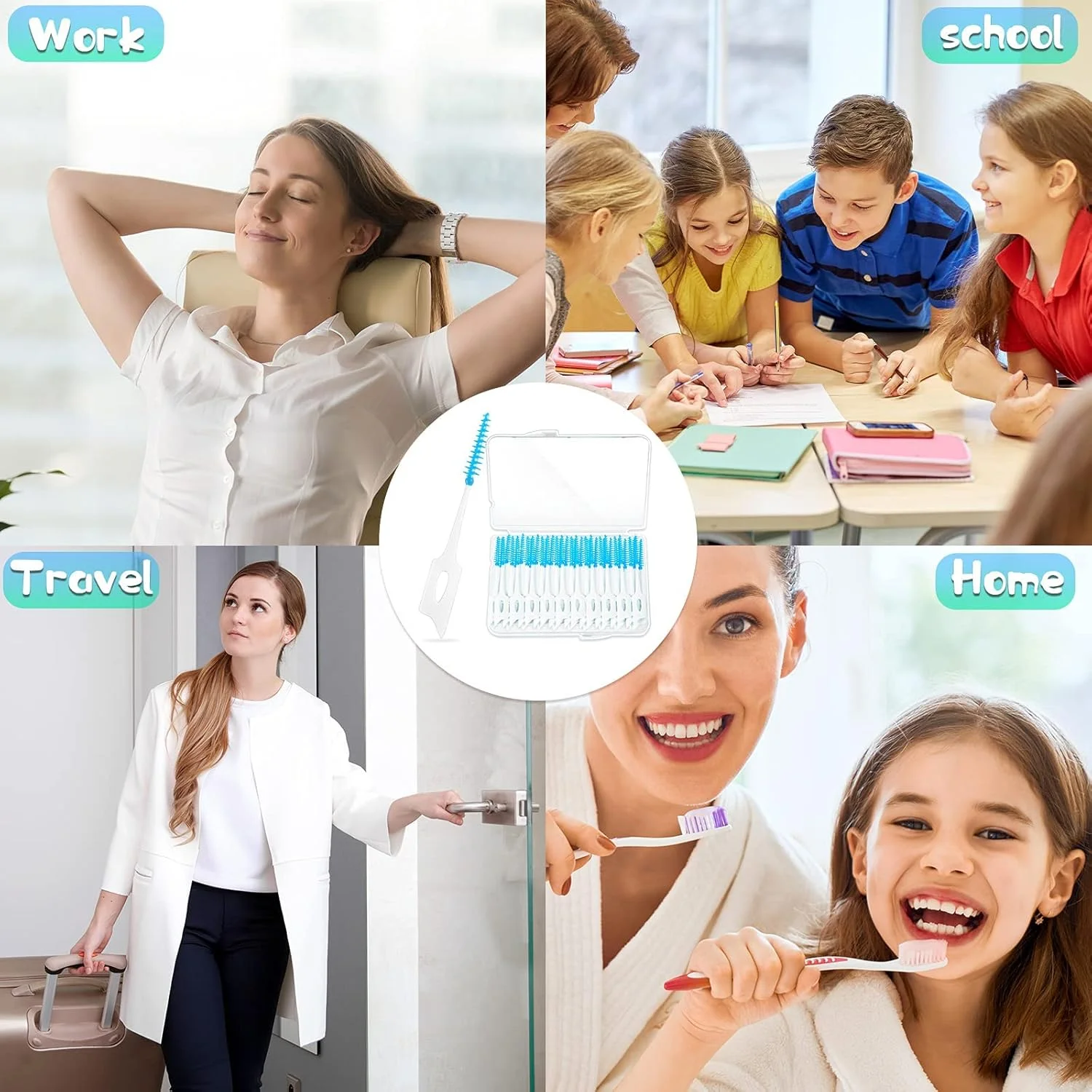 خلال دندان کمانی KASTWAVE، برس بین دندانی نارنجی با جعبه نگهداری برای ابزار برس، خلال دندان، پاک کننده دندان، خلال دندان بین دندانی، ابزار تمیز کننده خلال دندان (آبی 40 عدد)