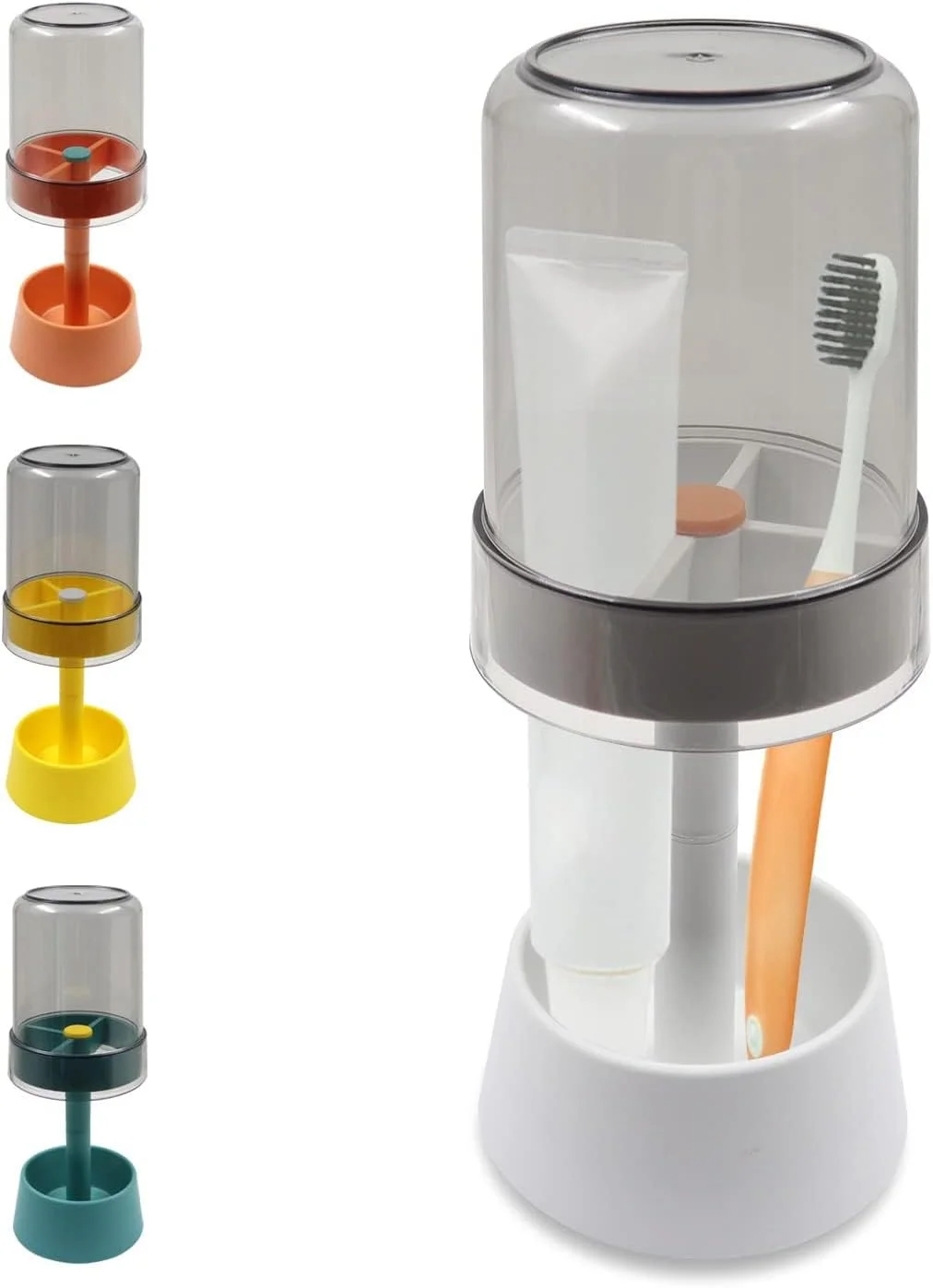 نگهدارنده مسواک KASTWAVE با لیوان/روکش مسواک، نگهدارنده خمیر دندان با 3 جایگاه، نگهدارنده سازمان دهنده لوازم دندانپزشکی برای مسواک های برقی و خمیر دندان (سفید)