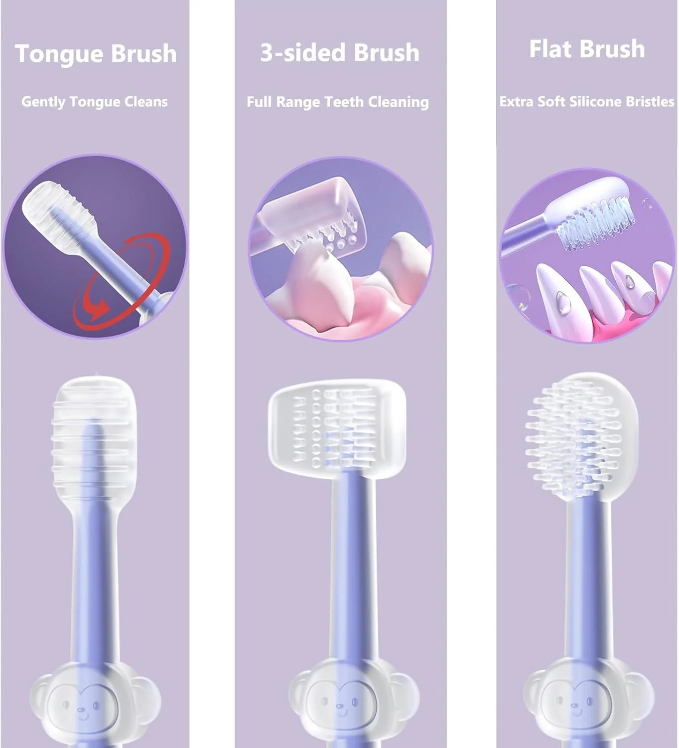 کیت مسواک سگ و گربه 360 درجه KASTWAVE، طراحی 3 در 1، برس زبان و 3 طرفه، بنفش، سیلیکونی، دستی، بسته 3 عددی کیت مسواک سگ و گربه 360 درجه KASTWAVE، طراحی 3 در 1، برس زبان و 3 طرفه، بنفش، سیلیکونی، دستی، بسته 3 عددی