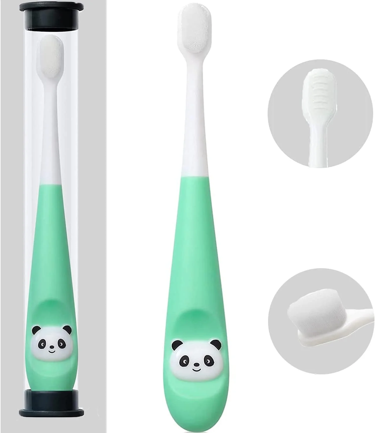 مسواک نانو فوق العاده نرم KASTWAVE برای کودکان 1 تا 3 سال - بدون BPA با جعبه محافظ برای کودکان نوپا و خردسال (سبز)