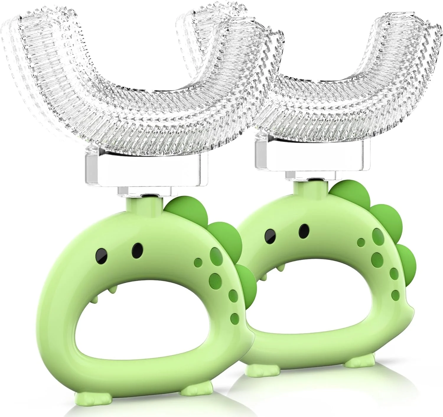 ست 2 عددی مسواک U شکل کودکانه KASTWAVE، مسواک دستی کامل دهان برای سنین 2 تا 6 سال، سیلیکون نرم با گرید غذایی، تمیز کننده 360 درجه دهان برای سلامت دندان (سبز)