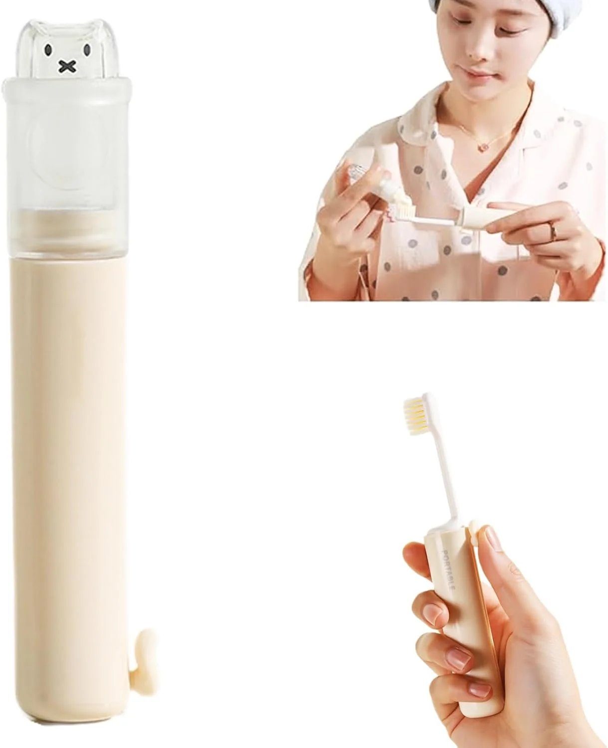 ست مسواک تاشو مسافرتی با موهای نرم، مسواک کوچک قابل حمل با پخش کننده خمیر دندان و درپوش محافظ، کیت دندانپزشکی مسافرتی جیبی سبک و جمع و جور برای کمپینگ و سفر