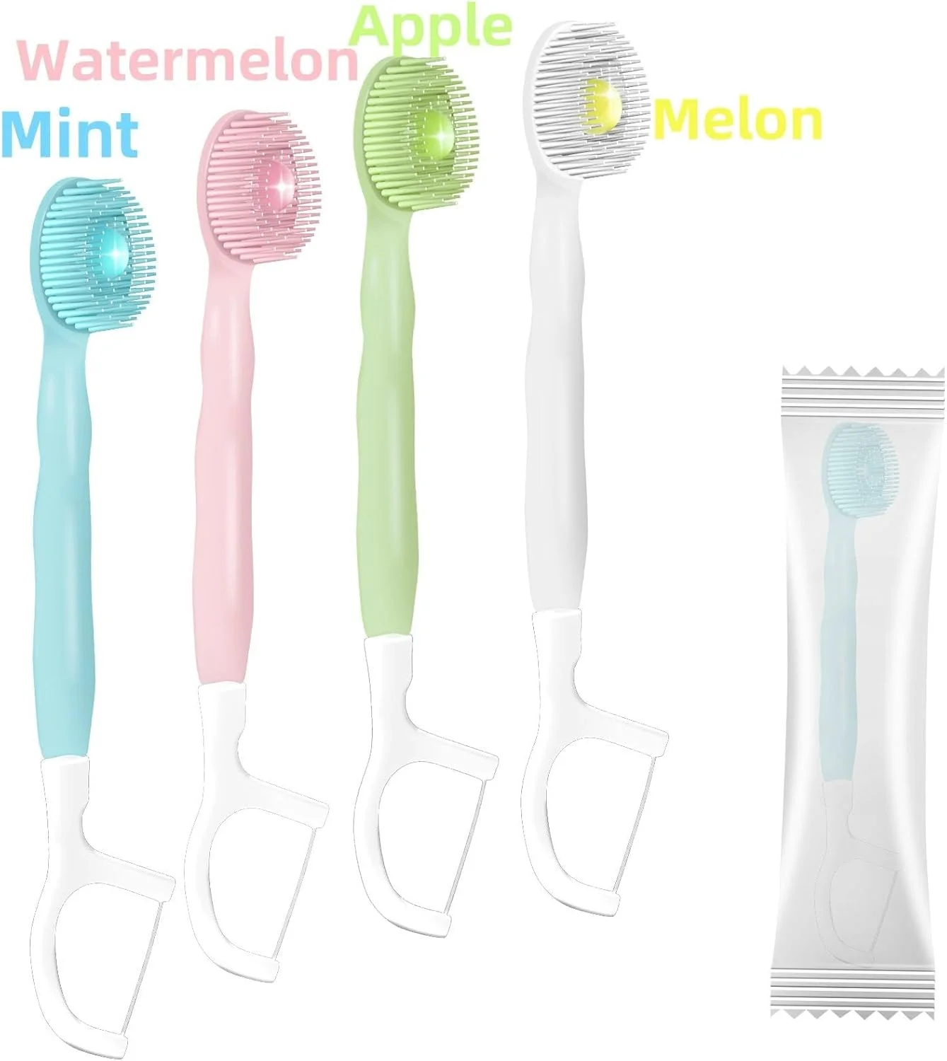 ست مسافرتی 26 عددی مسواک 5 در 1 KASTWAVE، مراقبت کامل دهان و دندان در یک مسواک، شامل خمیر دندان، تمیز کننده زبان، نخ دندان و خلال دندان، برای مسافرت، بسته بندی جداگانه (طعم نعناع)