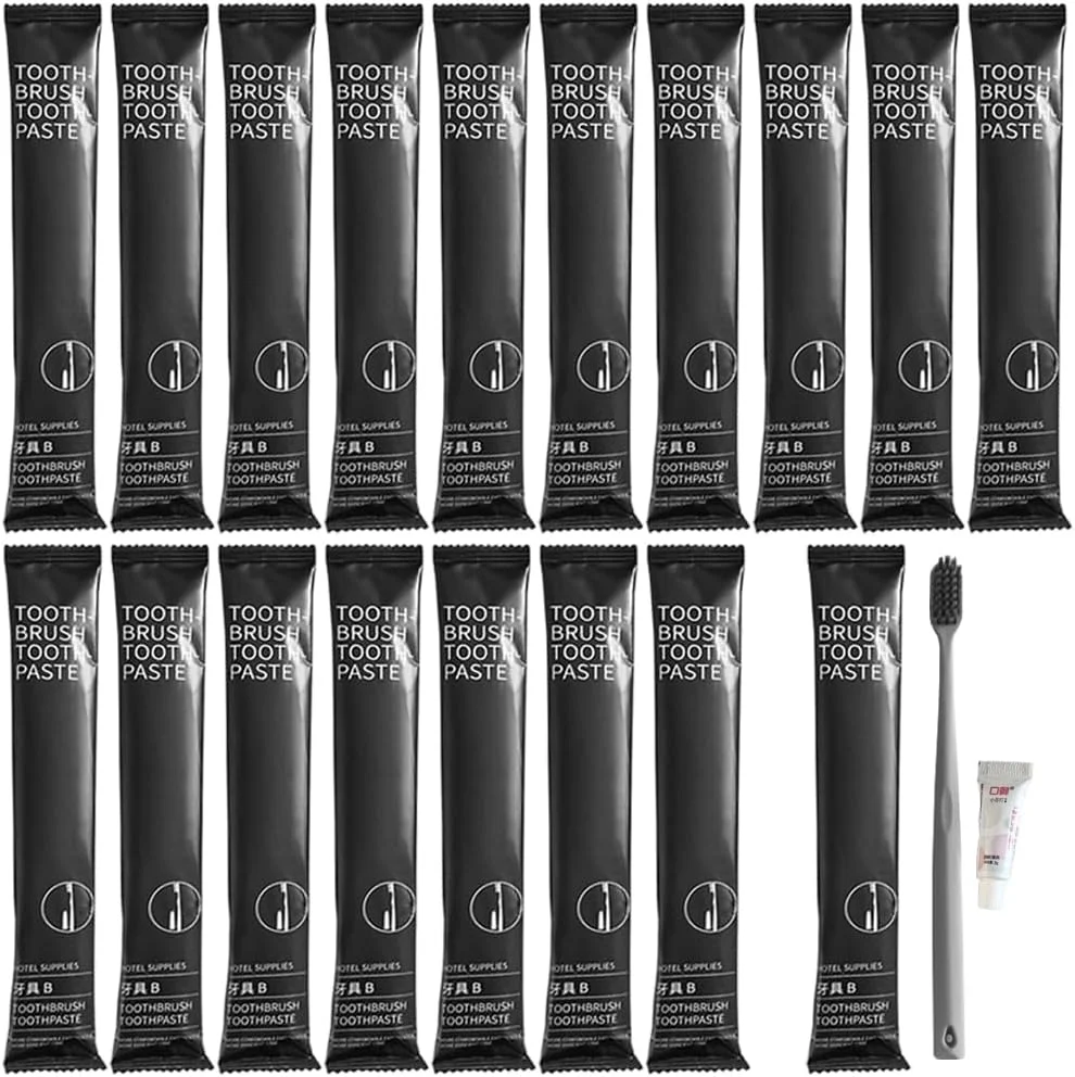 مجموعه 20 عددی مسواک یکبار مصرف لوکس KASTWAVE با خمیر دندان - کیت مسواک مهمان بهداشتی و تمیز، اندازه مسافرتی برای خانه، هتل ها و استفاده روزانه