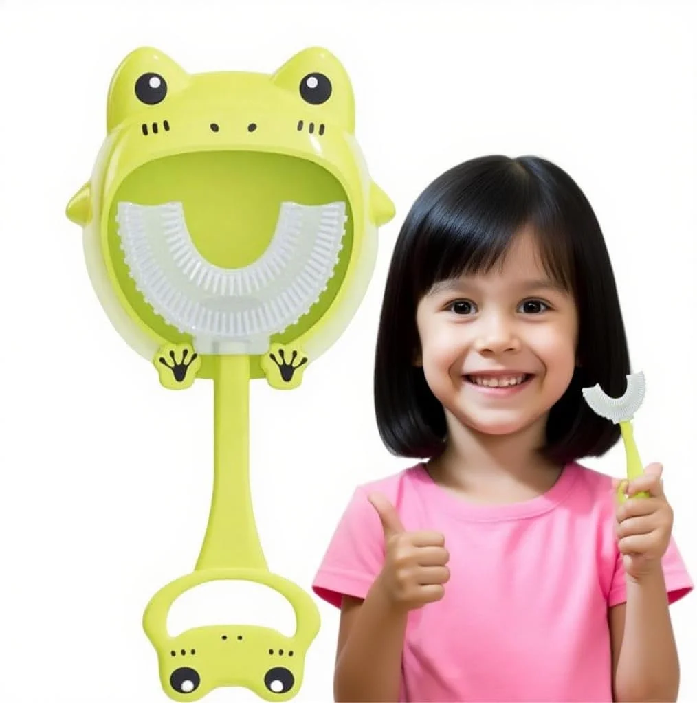 مسواک کودک U شکل برای نوزادان و کودکان نوپا، تمیز کننده دندان سیلیکونی نرم 360 درجه با ماساژور لثه، ابزار مراقبت از دهان کودک فاقد BPA برای دندان درآوردن و مسواک زدن آسان و ایمن