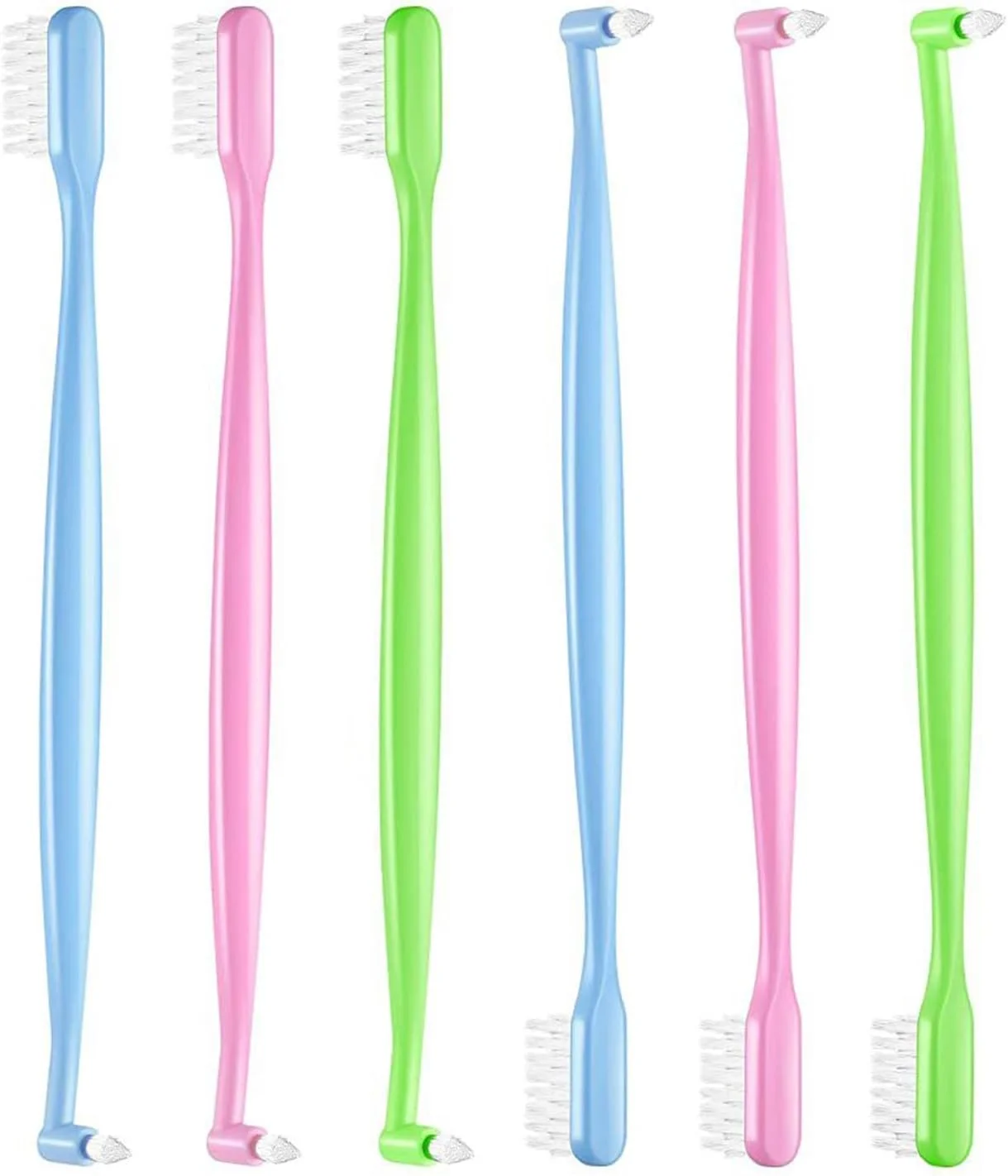 مسواک دسته دار 6 عددی، مسواک ارتودنسی دو سر، مسواک با برس های V شکل، مسواک تک دسته باریک، مسواک دستی برای نوجوانان و بزرگسالان، برای تمیز کردن دقیق براکت ها