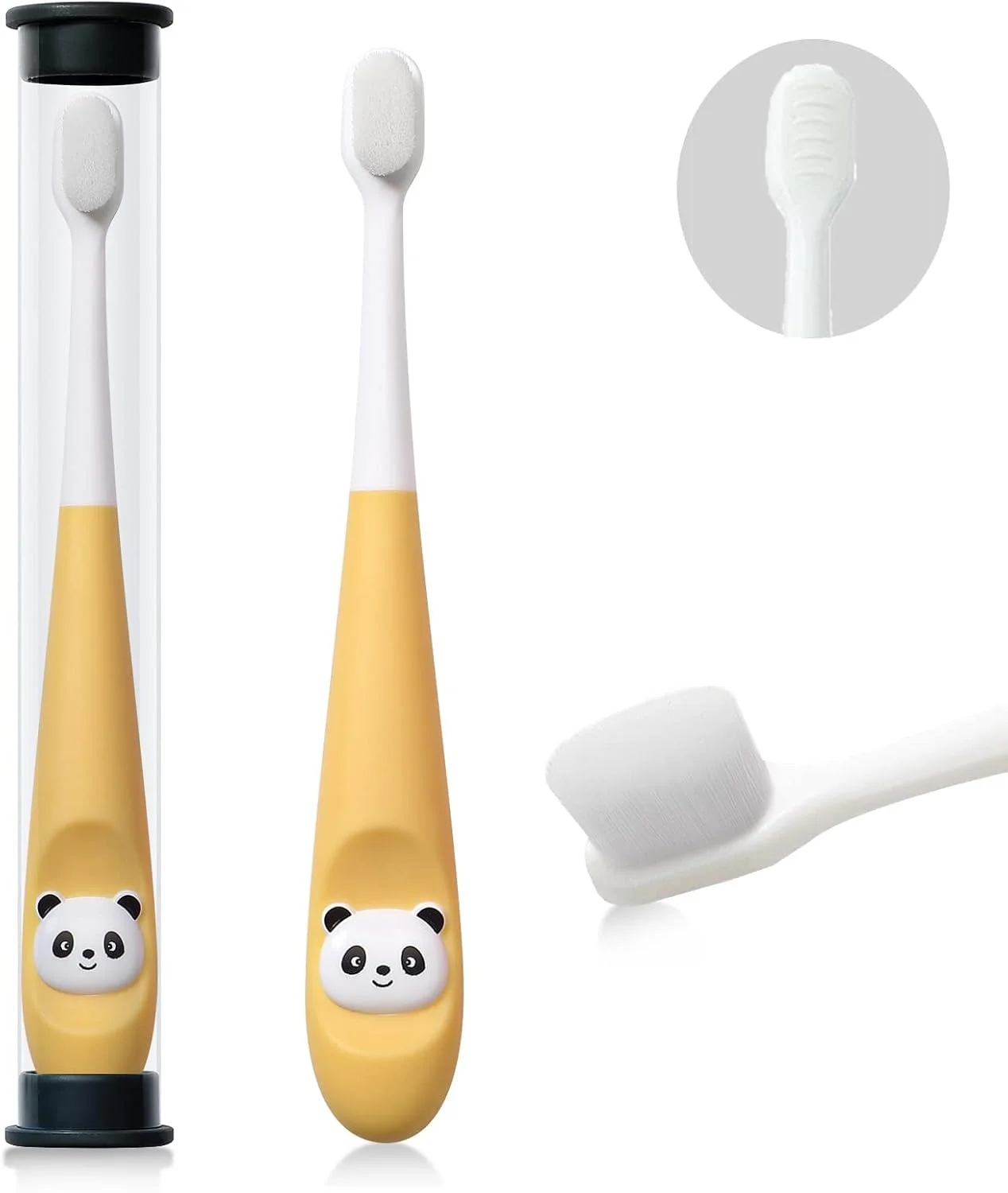 مسواک کودک KASTWAVE، مسواک نانو فوق العاده نرم برای کودکان نوپا و کودکان، مسواک کودک فاقد BPA با جعبه محافظ برای کودکان نوپا 1 تا 3 ساله (نارنجی)