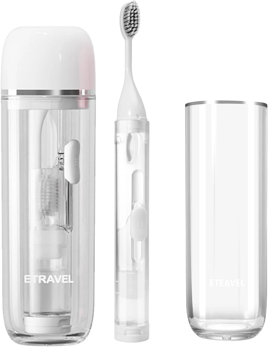 ست مسافرتی تاشو 3 در 1 KASTWAVE شامل مسواک، لیوان و محفظه خمیر دندان، مسواک تاشو قابل حمل برای کمپینگ، پیاده روی و سفرهای کاری (سفید سرامیکی)