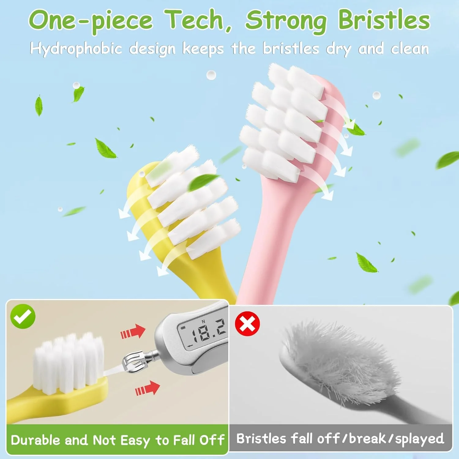 مسواک کودک KASTWAVE بسته 8 عددی - مسواک فوق العاده نرم برای کودکان 1-12 سال، مسواک بچه گانه طرح قارچ بامزه، مسواک آموزشی چند رنگ نوزاد، دسته با قابلیت گرفتن آسان، مراقبت کامل از دندان و لثه