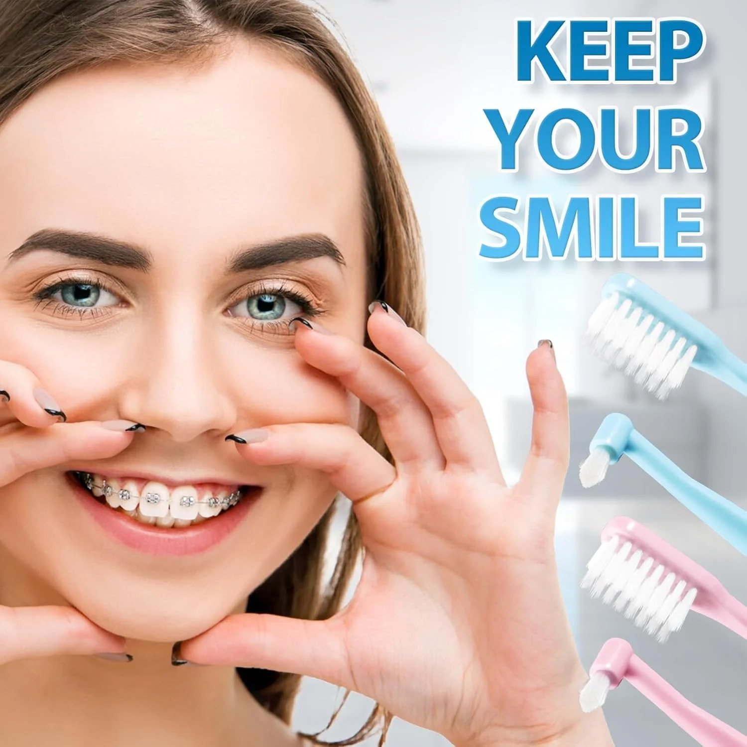 مسواک دسته دار 6 عددی، مسواک ارتودنسی دو سر، مسواک با برس های V شکل، مسواک تک دسته باریک، مسواک دستی برای نوجوانان و بزرگسالان، برای تمیز کردن دقیق براکت ها