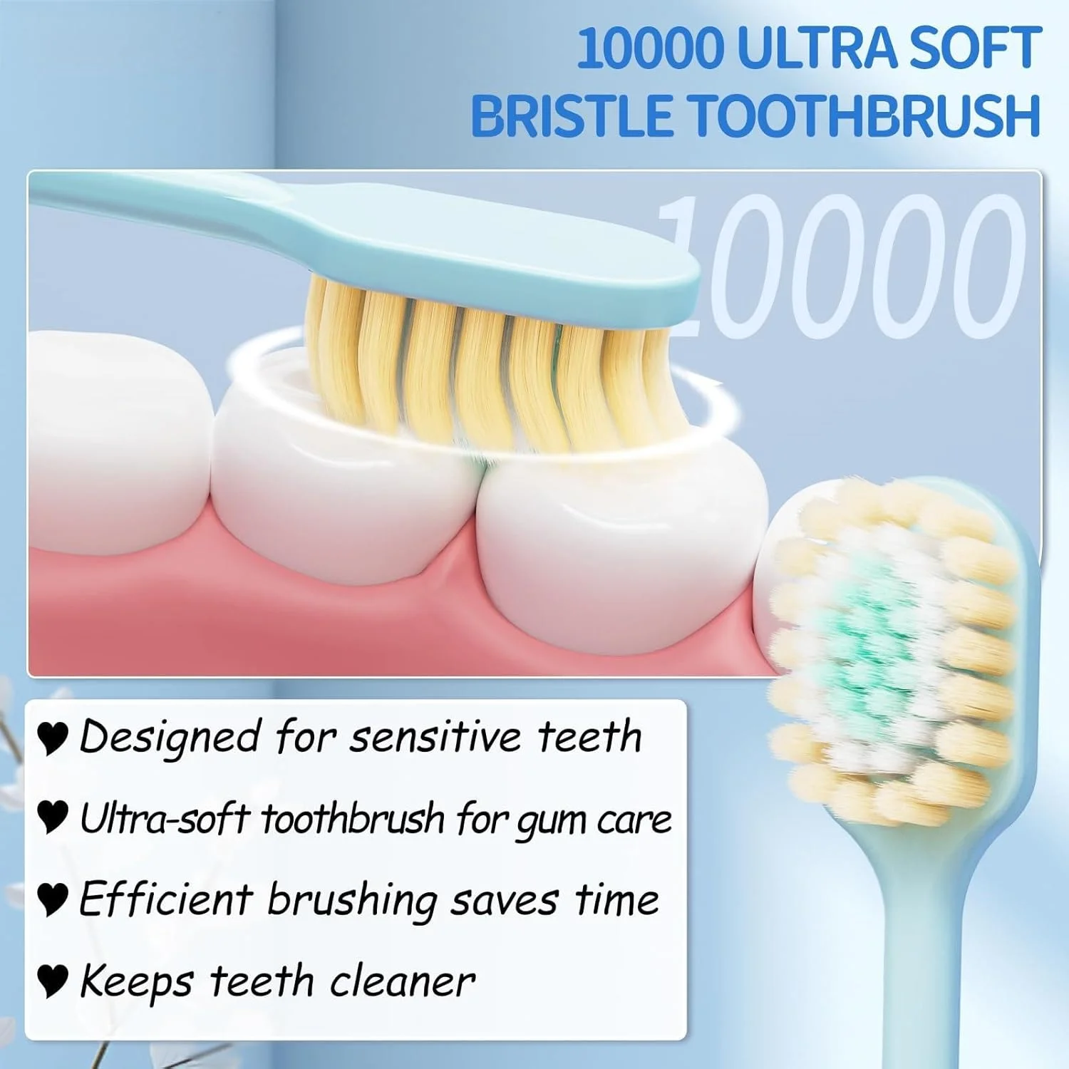 مسواک نرم برای بزرگسالان، برس های فوق العاده نرم برای لثه های حساس، مسواک دستی با سر پهن، مراقبت ملایم از لثه، دسته راحت، بسته 8 عددی خانواده، ایده آل برای دندان های حساس