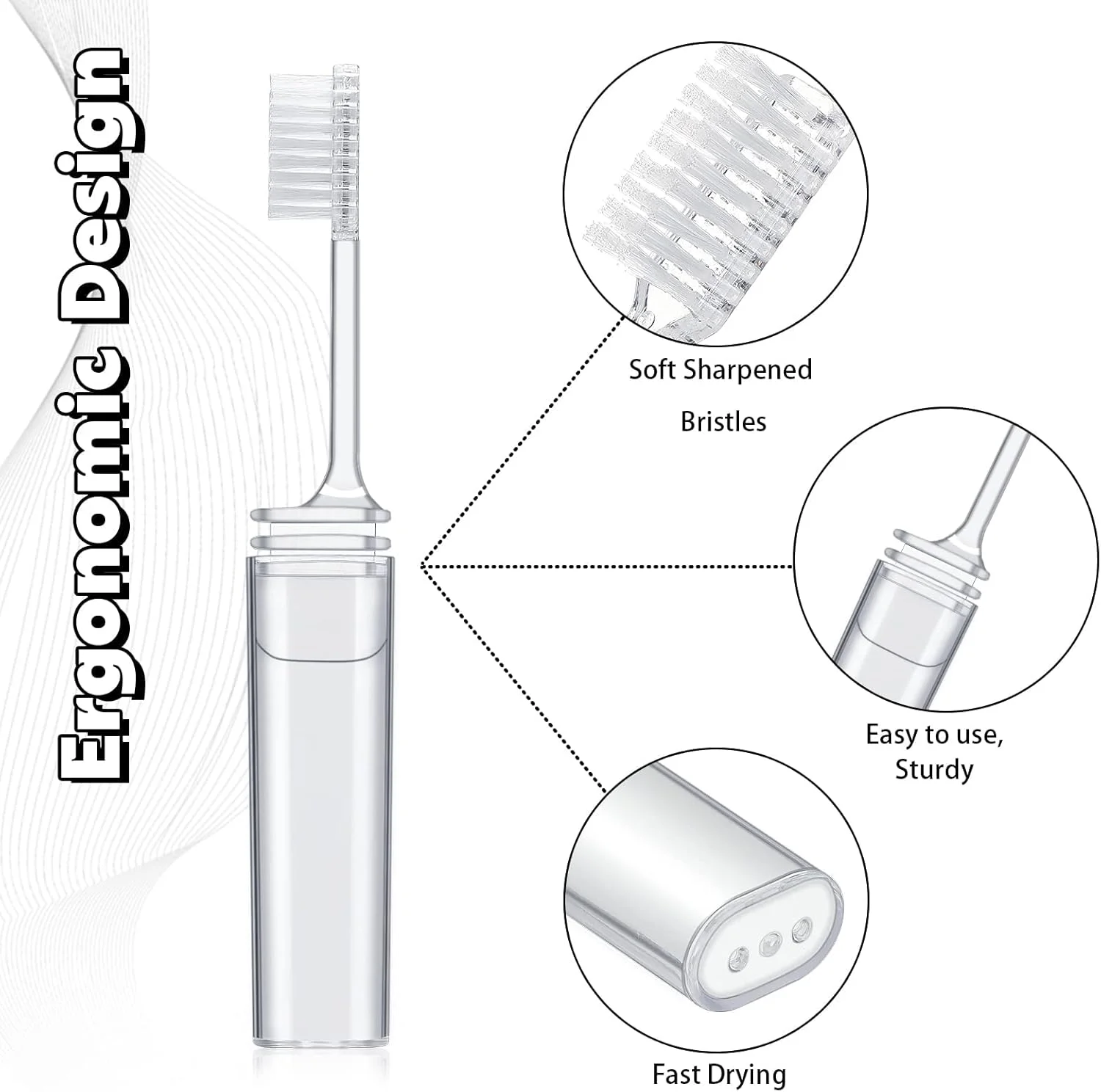 ست مسافرتی 20 عددی مسواک KASTWAVE، مسواک تاشو عمده مسافرتی با جعبه مسواک، مسواک های دستی تاشو قابل حمل برای بزرگسالان و کودکان برای کمپینگ، سفر کاری و خانه