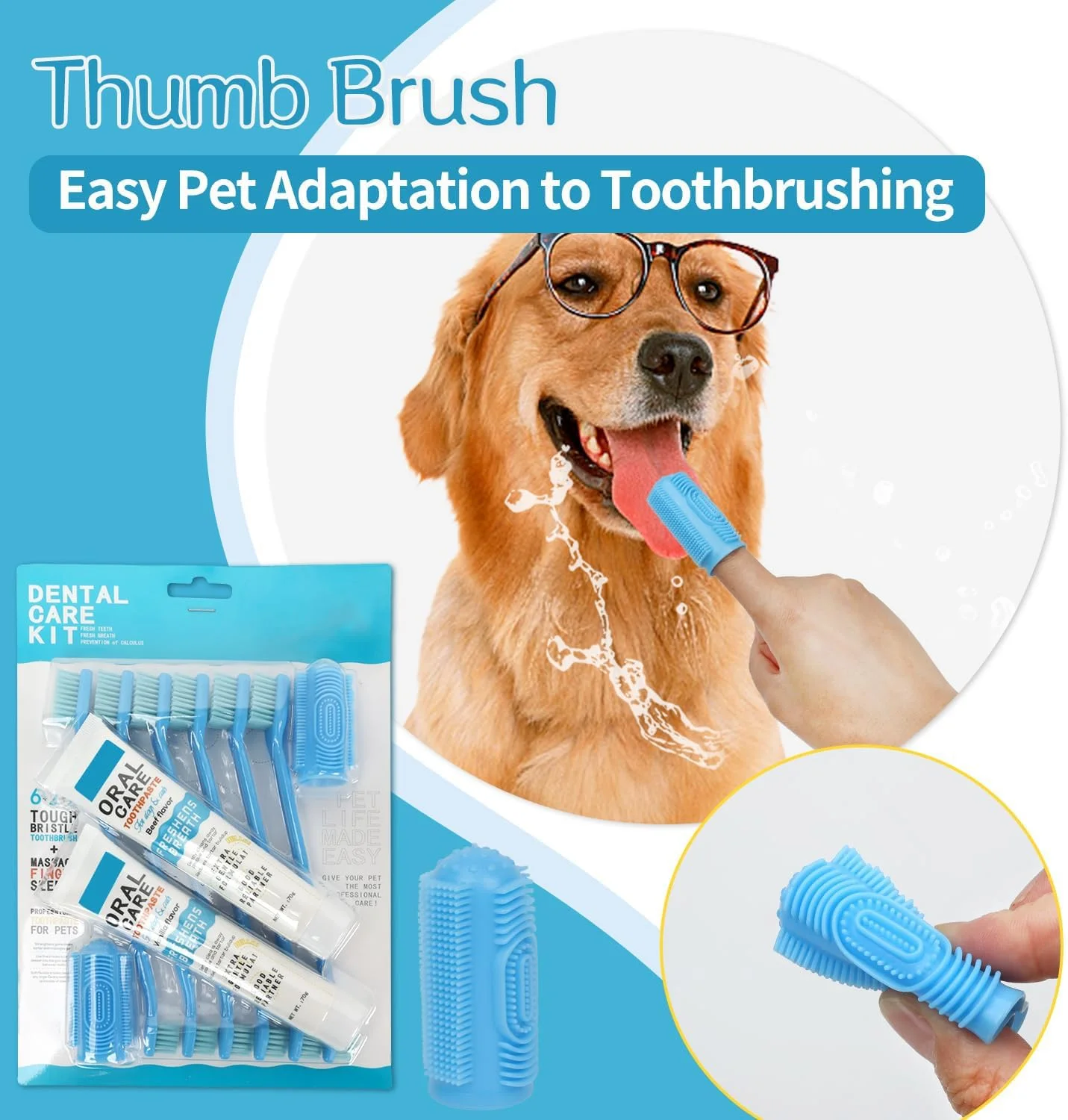 کیت مسواک حیوانات خانگی، کیت دندانپزشکی 10 عددی، مراقبت از دندان گربه و سگ، مجموعه مسواک انگشتی برس نرم، خمیر دندان خوشبو کننده دهان سگ، کیت مراقبت از دهان مناسب برای همه حیوانات خانگی Home of Paws