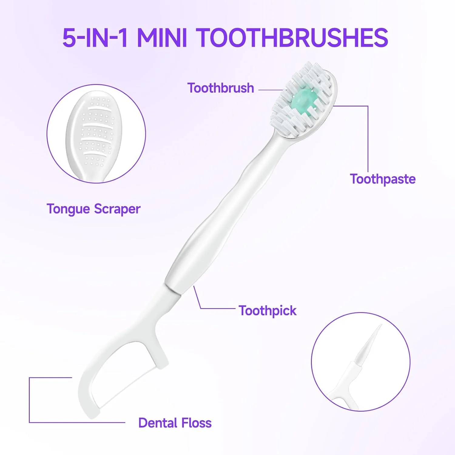 مسواک های کوچک یکبار مصرف KASTWAVE بسته 16 عددی - مسواک های مسافرتی با خمیر دندان، مسواک های قابل حمل، برای بزرگسالان و کودکان - مسواک نعنایی برای مسافرت، کار، کمپینگ، هتل (نعنایی)