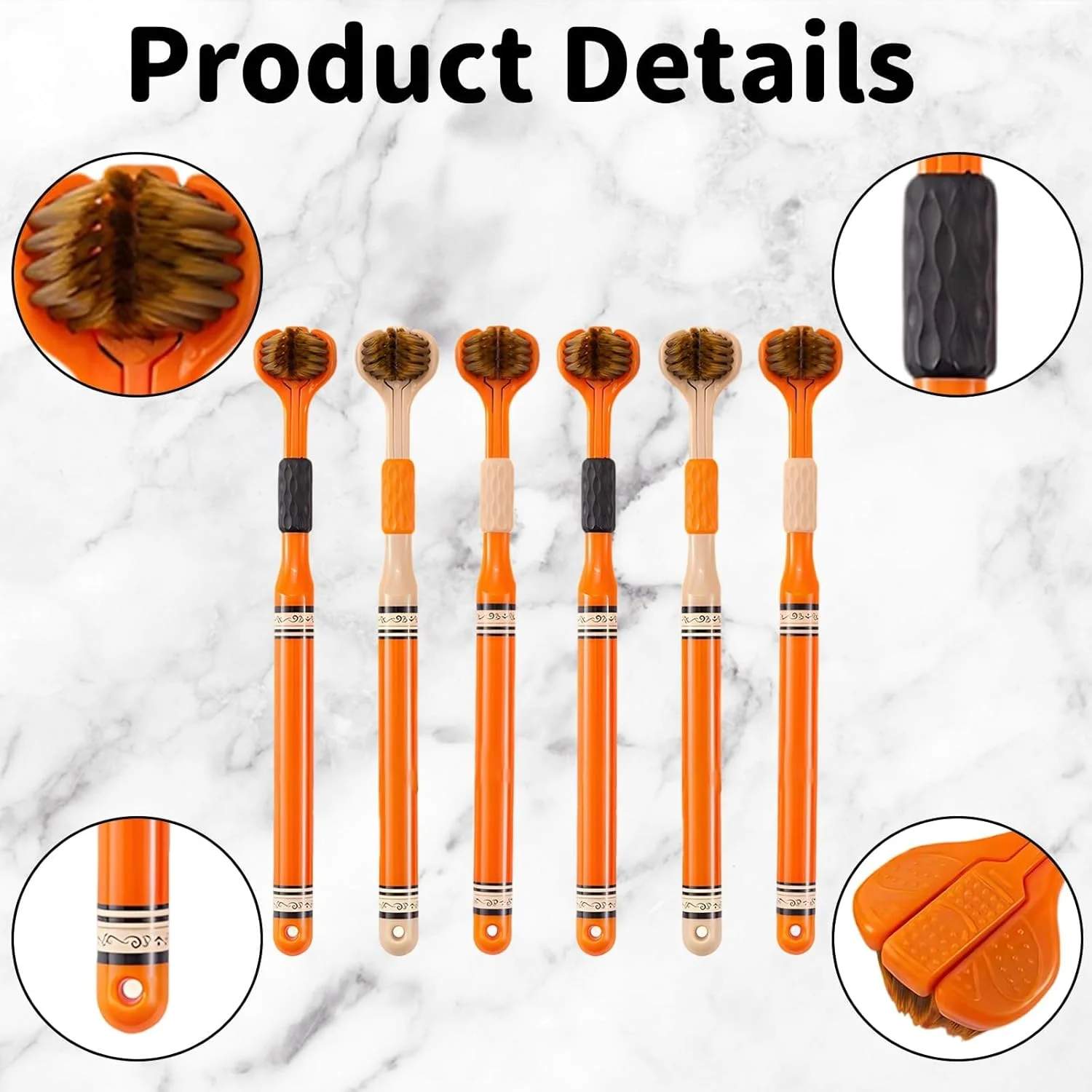 ست 6 عددی مسواک جویدنی برای لثه های حساس، مسواک های نرم 3 طرفه سایز مسافرتی نارنجی، برس مراقبت از دهان قابل حمل و ملایم برای کودکان، بزرگسالان و بهداشت دندان در حال حرکت