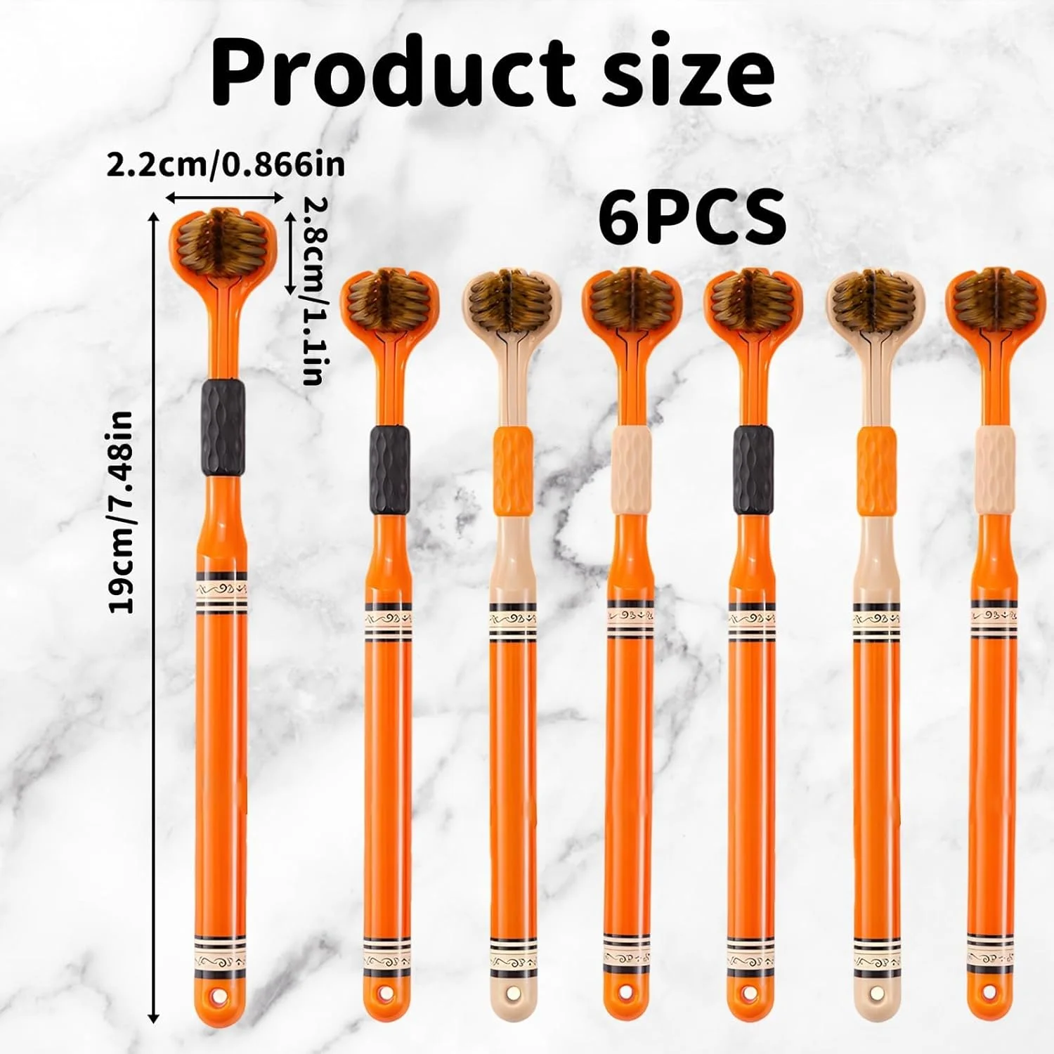 ست 6 عددی مسواک جویدنی برای لثه های حساس، مسواک های نرم 3 طرفه سایز مسافرتی نارنجی، برس مراقبت از دهان قابل حمل و ملایم برای کودکان، بزرگسالان و بهداشت دندان در حال حرکت