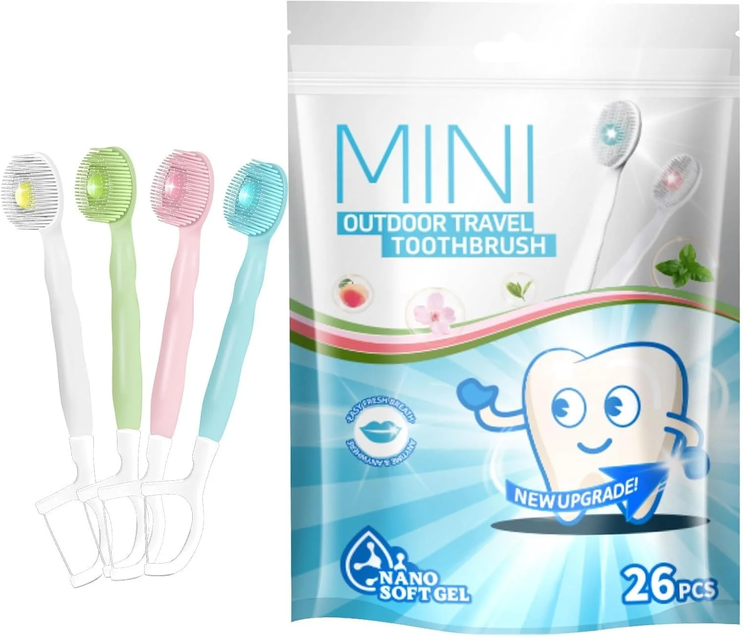 ست مسافرتی 26 عددی مسواک 5 در 1 KASTWAVE، مراقبت کامل از دهان و دندان در یک مسواک، شامل خمیر دندان، تمیز کننده زبان، نخ دندان و خلال دندان، برای کار یا مسافرت، بسته بندی جداگانه (مخلوط)