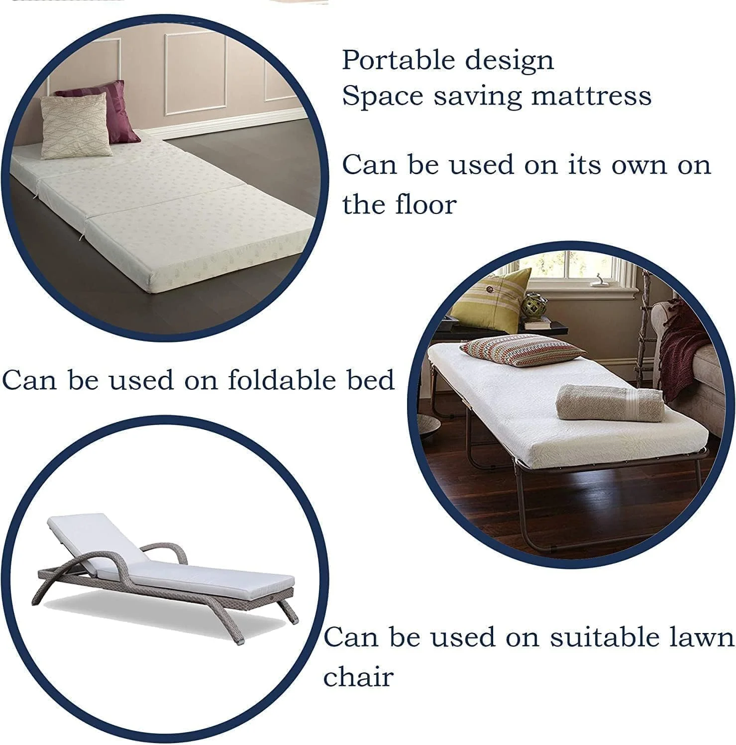 تشک تاشو طبی امارات لیوینگ، 90 در 180 سانتی متر، 6 سانتی متر، 90x180x6 FOLDMED6CM، سفید