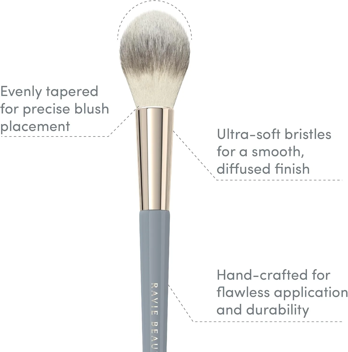 براش رژگونه راوی بیوتی - بهترین براش آرایشی نرم و کرکی برای گونه، براش پودر برنزر فوق العاده نرم، براش های رژگونه حرفه ای برای خانم ها، موهای مصنوعی